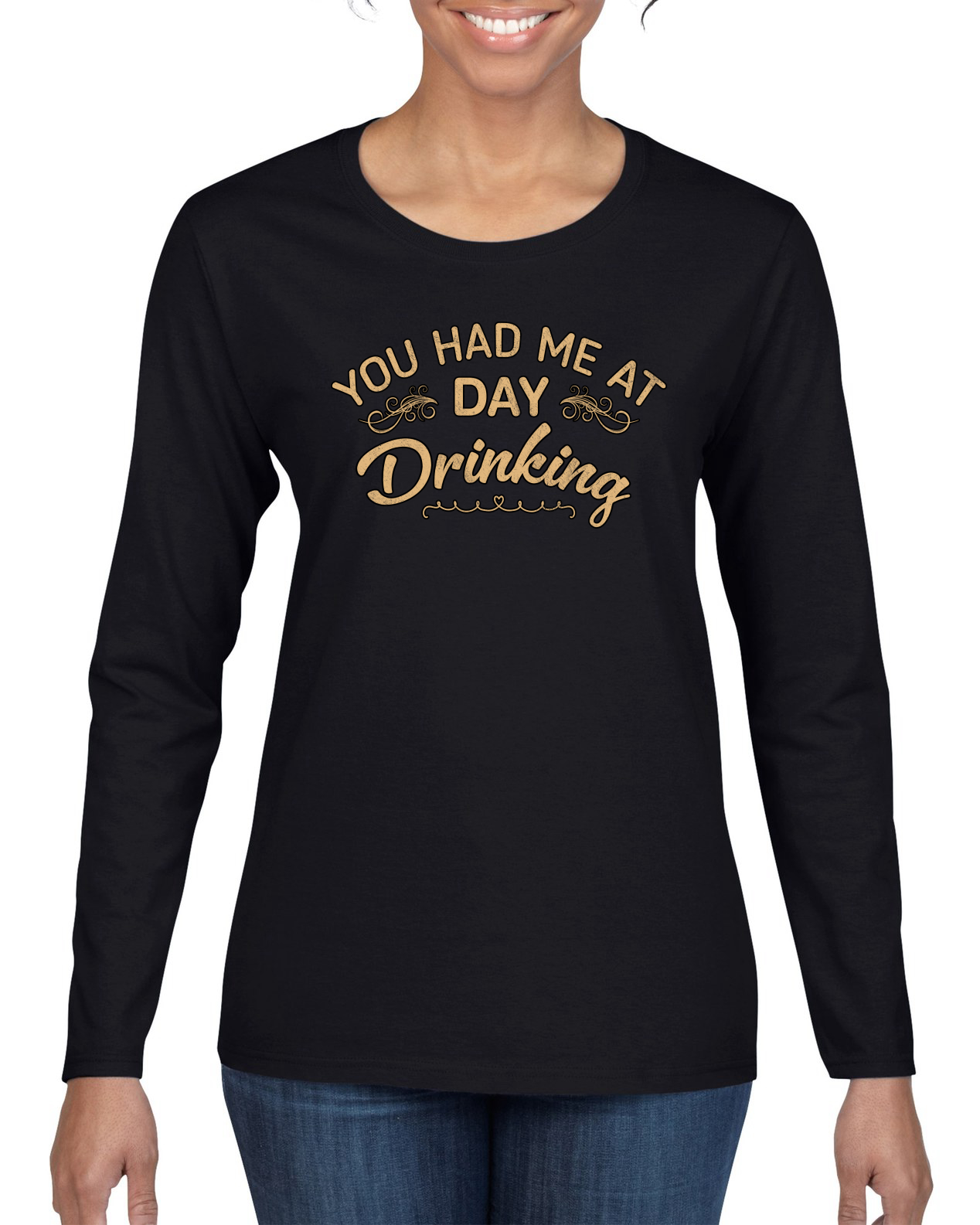 Camisa de manga larga para mujer You Had Me At Day para beber - Imagen 3 de 12