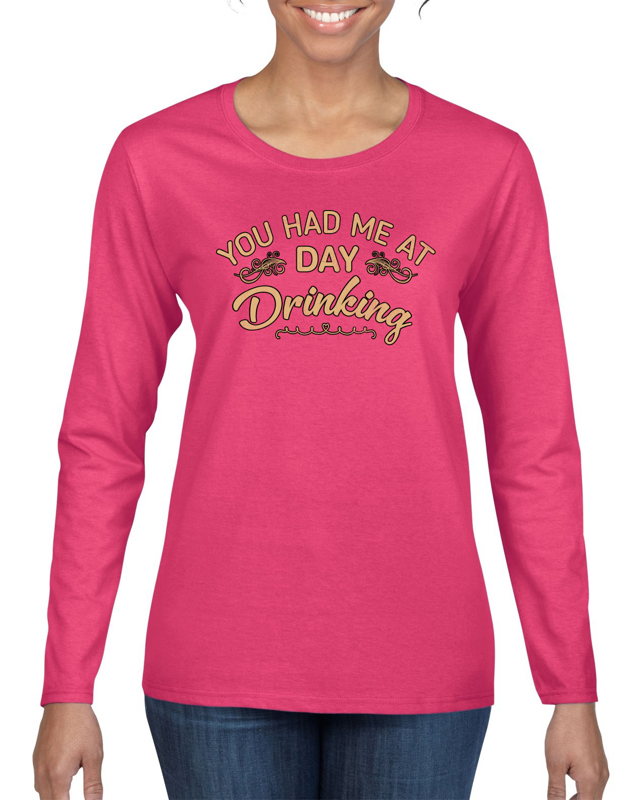 Camisa de manga larga para mujer You Had Me At Day para beber - Imagen 4 de 12