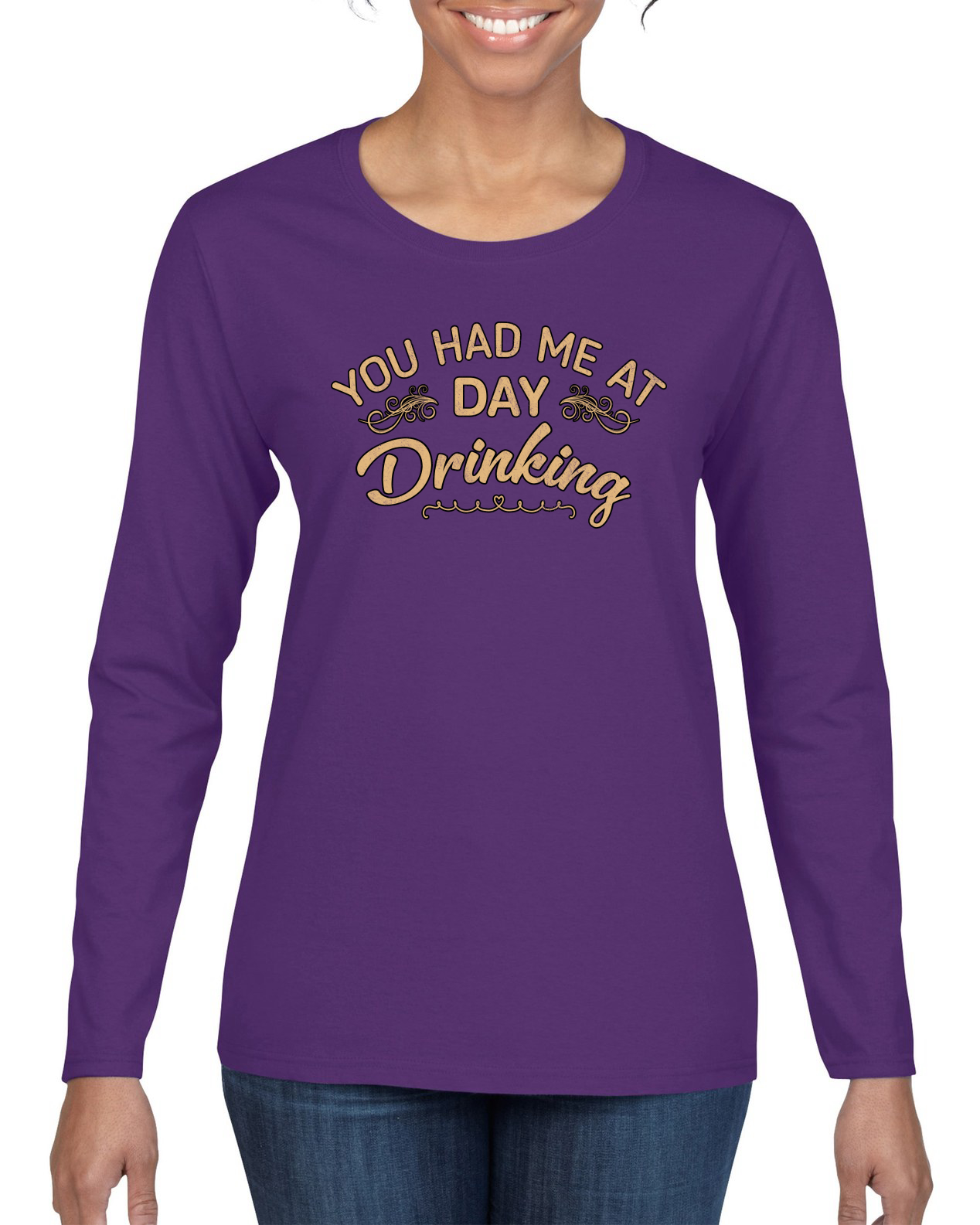 Camisa de manga larga para mujer You Had Me At Day para beber - Imagen 8 de 12