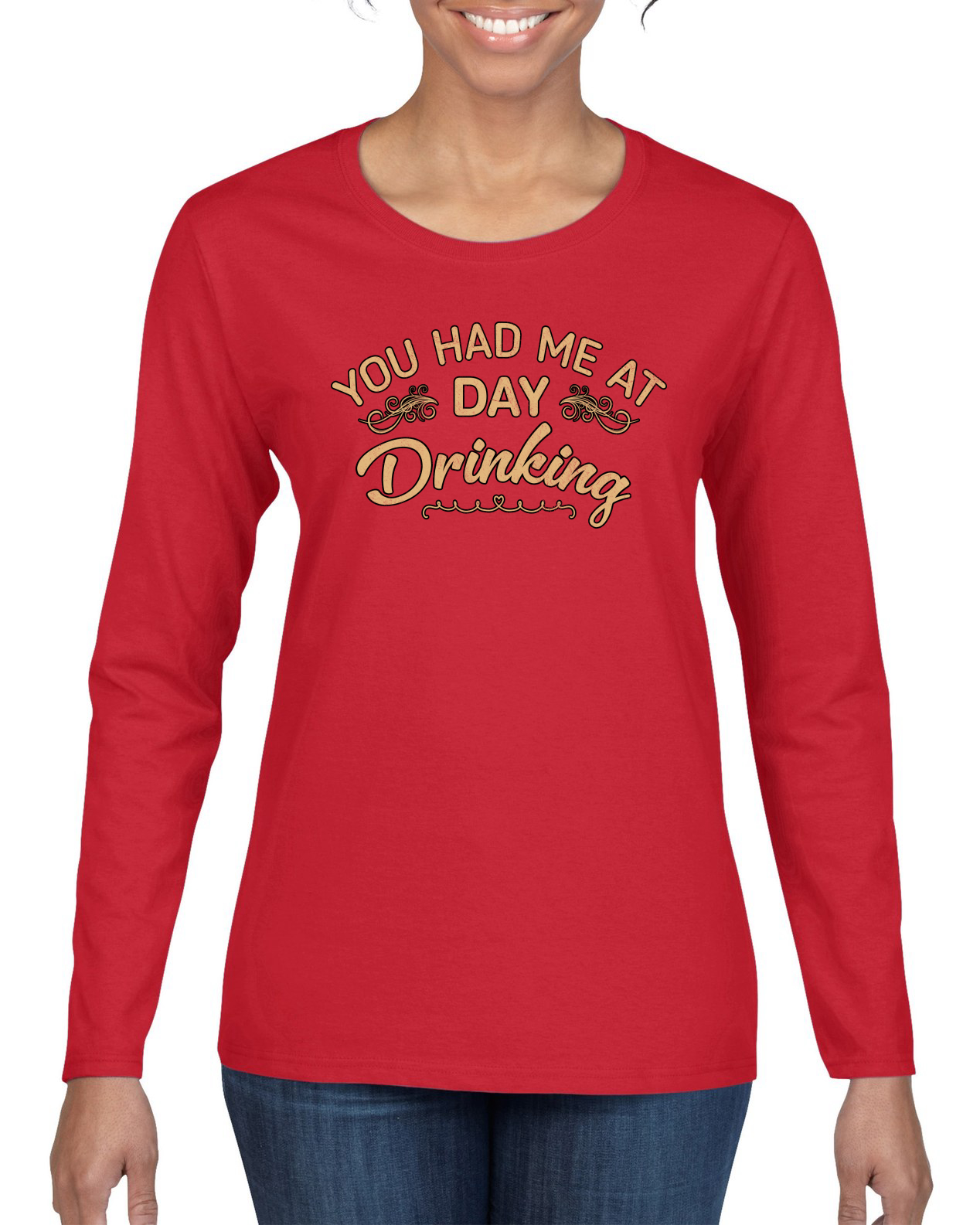 Camisa de manga larga para mujer You Had Me At Day para beber - Imagen 9 de 12