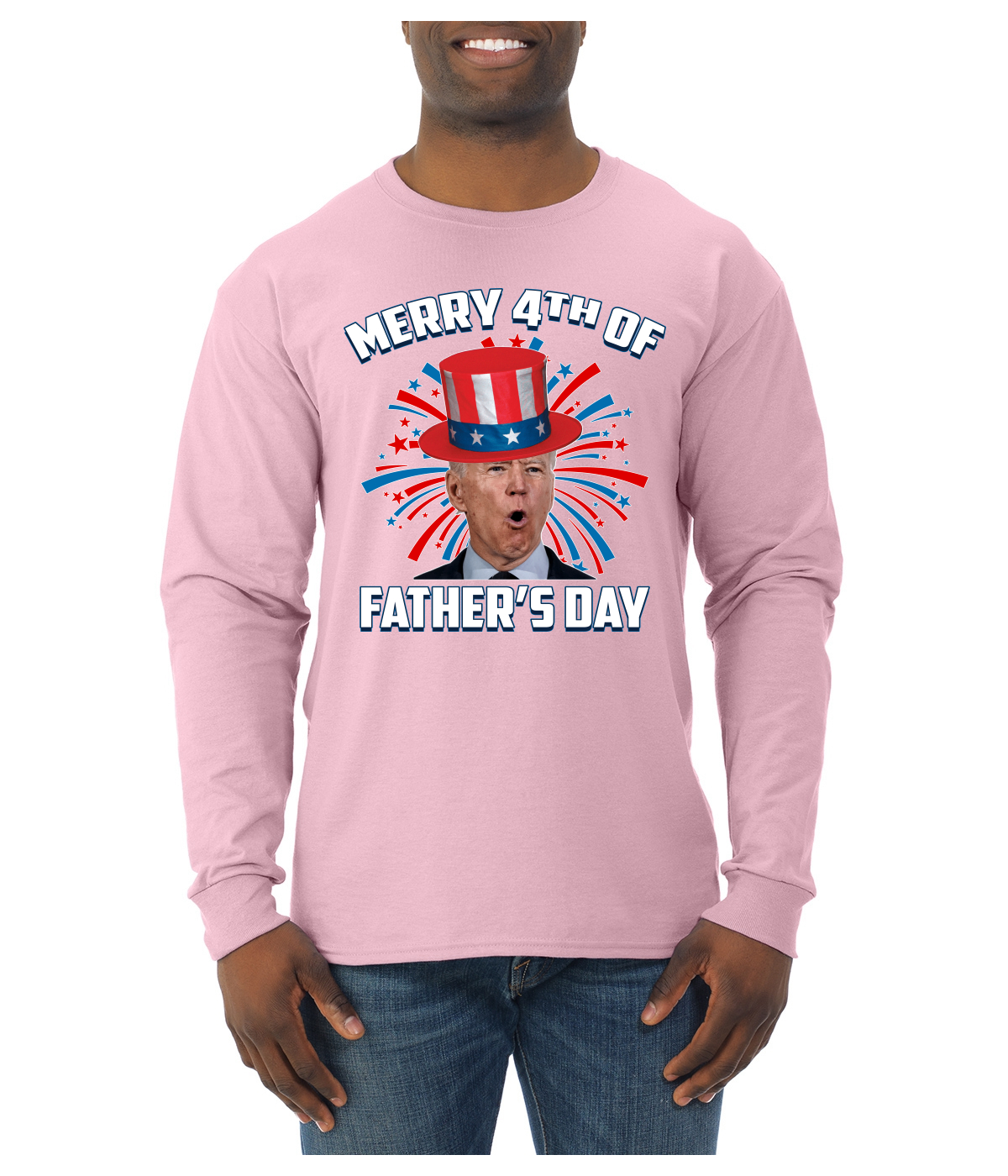 Joe Biden Merry 4th Of Father's Day Funny 4th of July Men Long Sleeve Shirt - Picture 9 of 17