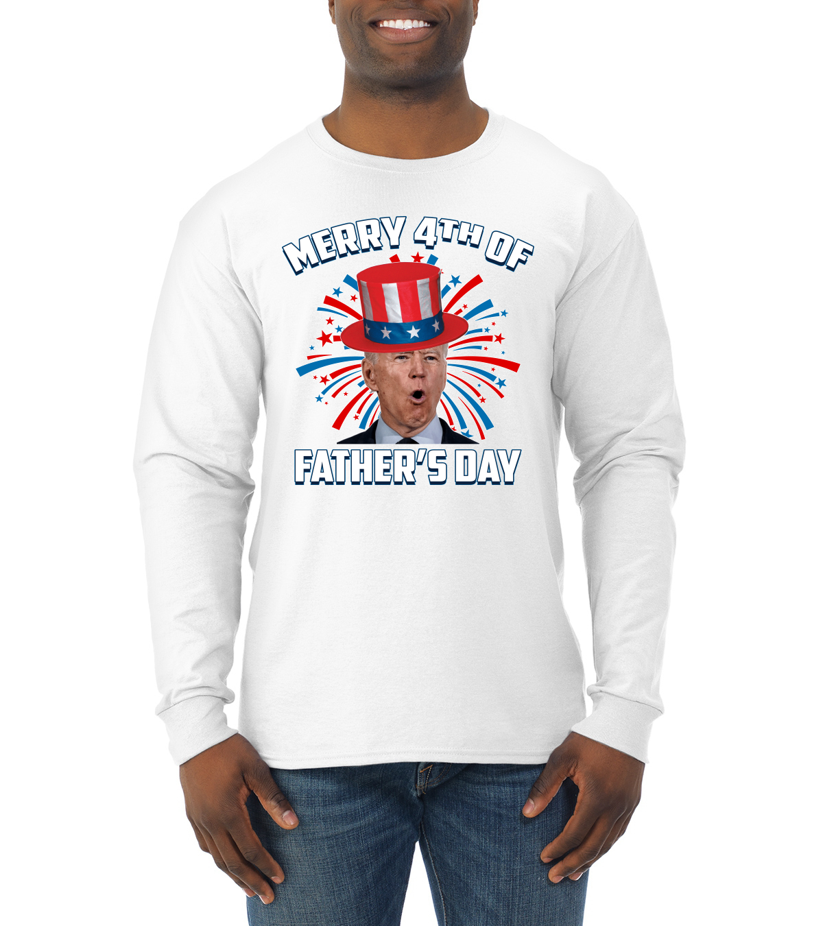 Joe Biden Merry 4th Of Father's Day Funny 4th of July Men Long Sleeve Shirt - Picture 16 of 17