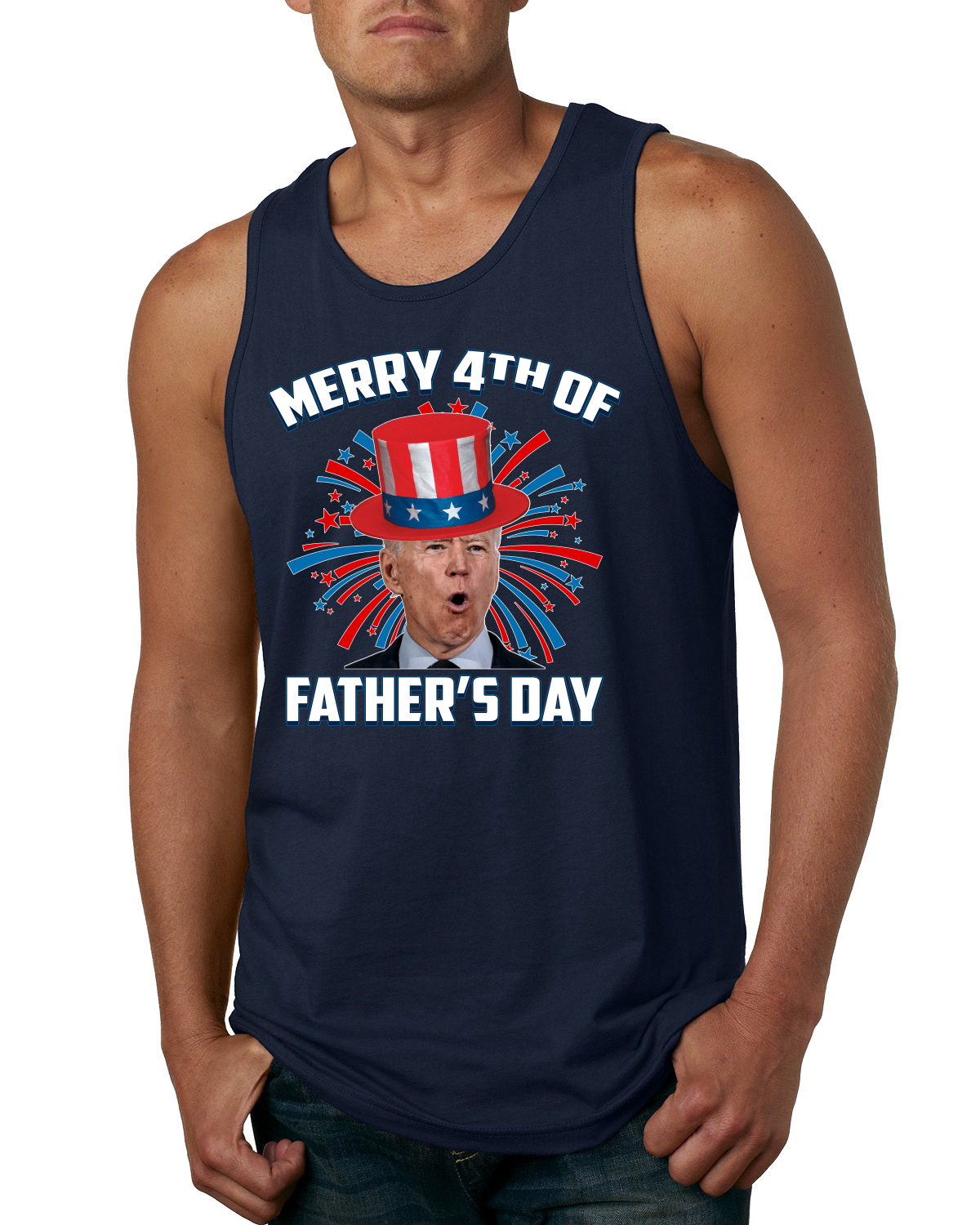 Camiseta sin mangas Joe Biden Merry 4th of Father's Day divertida 4th of July para hombre - Imagen 6 de 9