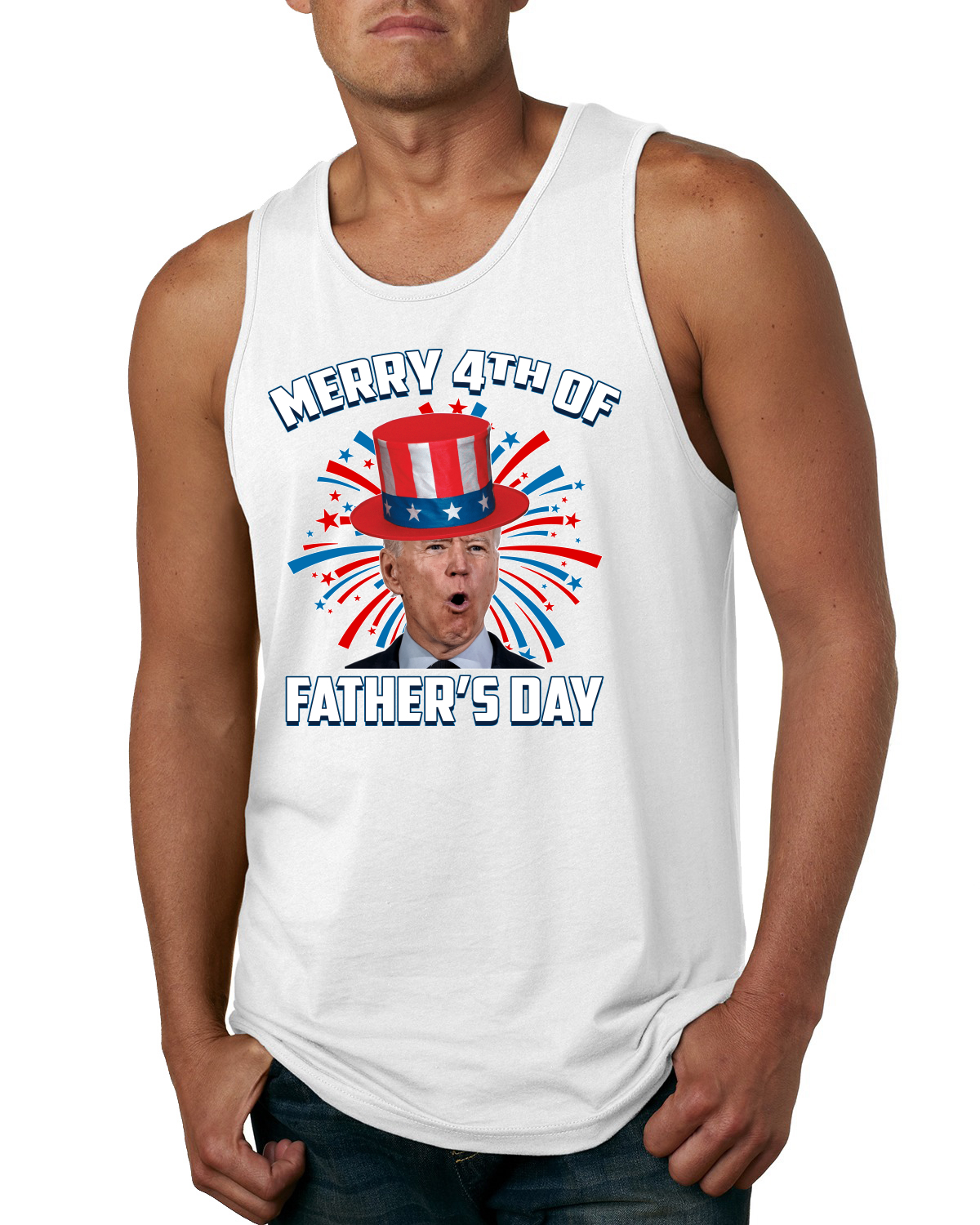 Camiseta sin mangas Joe Biden Merry 4th of Father's Day divertida 4th of July para hombre - Imagen 9 de 9
