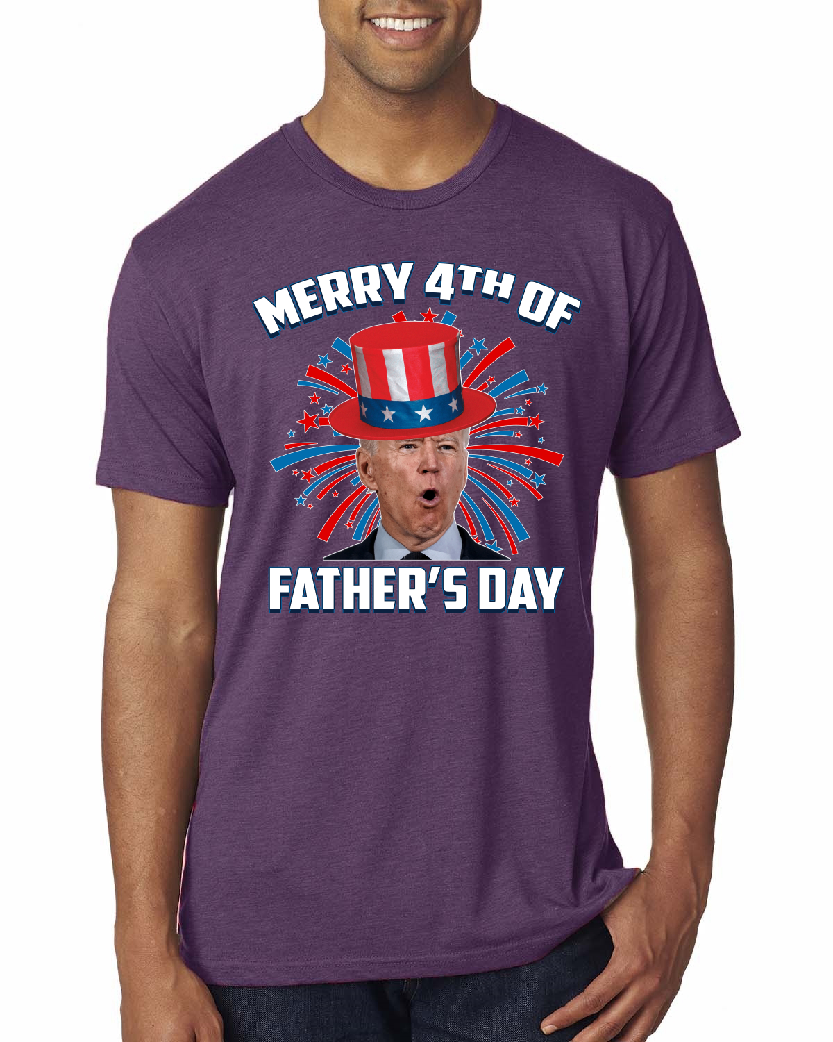 Joe Biden Merry 4th Of Father's Day Funny 4th of July Men Premium Tri Blend - Picture 9 of 17
