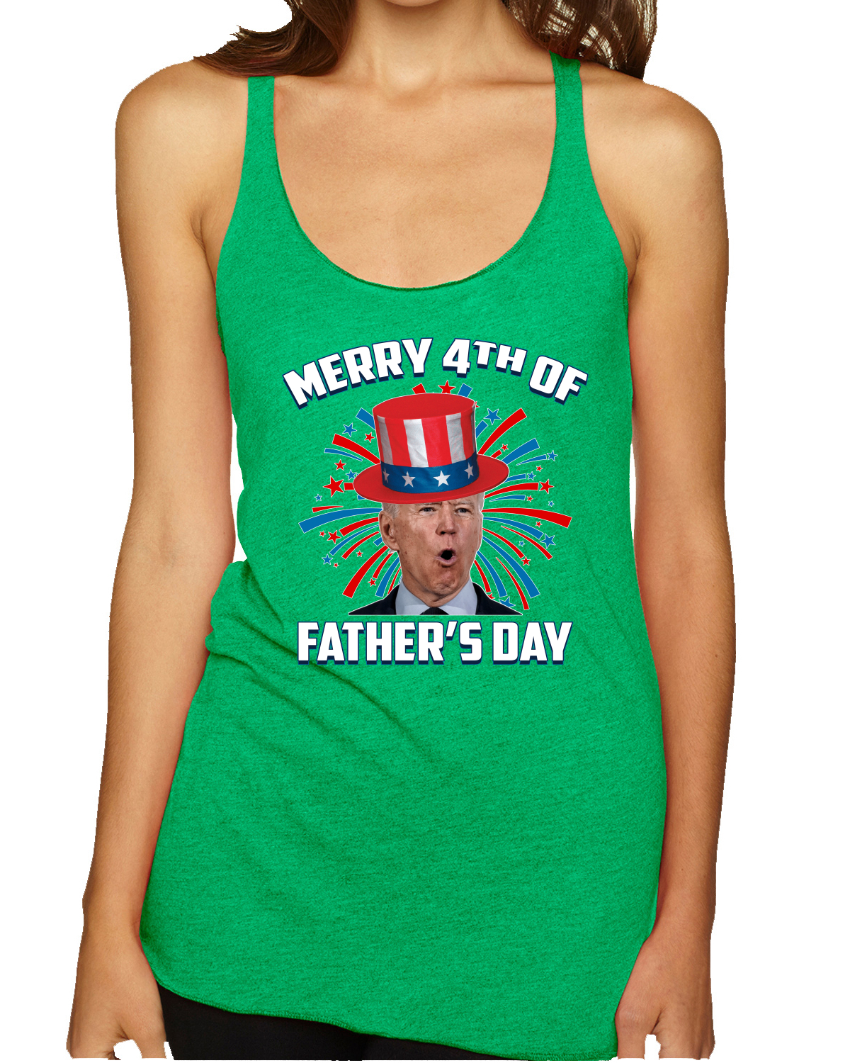 Joe Biden Merry 4th Of Father's Day Funny 4th of July Racerback Tank Top - Picture 6 of 16