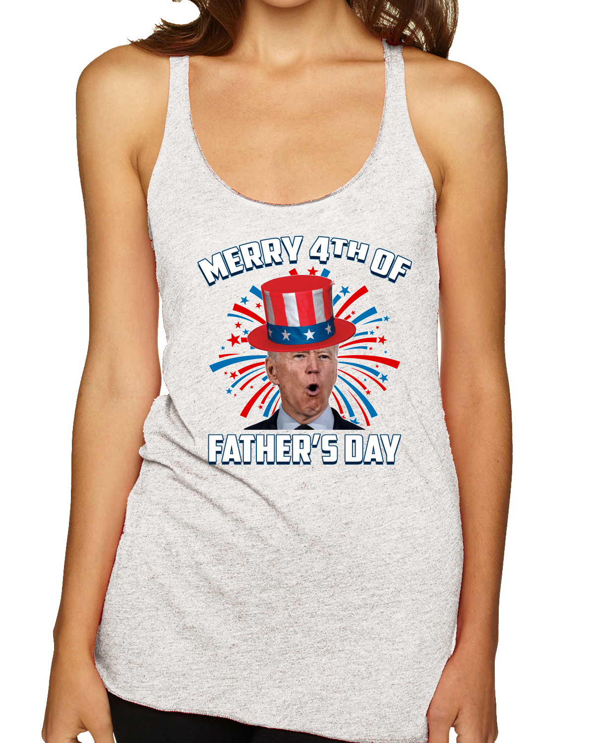 Joe Biden Merry 4th Of Father's Day Funny 4th of July Racerback Tank Top - Picture 7 of 16