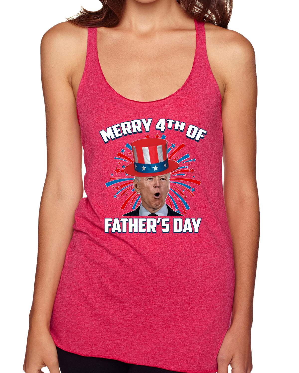 Joe Biden Merry 4th Of Father's Day Funny 4th of July Racerback Tank Top - Picture 14 of 16