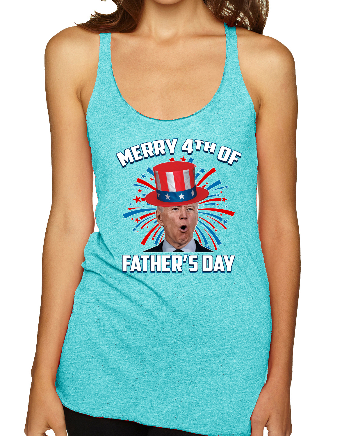 Joe Biden Merry 4th Of Father's Day Funny 4th of July Racerback Tank Top - Picture 5 of 16
