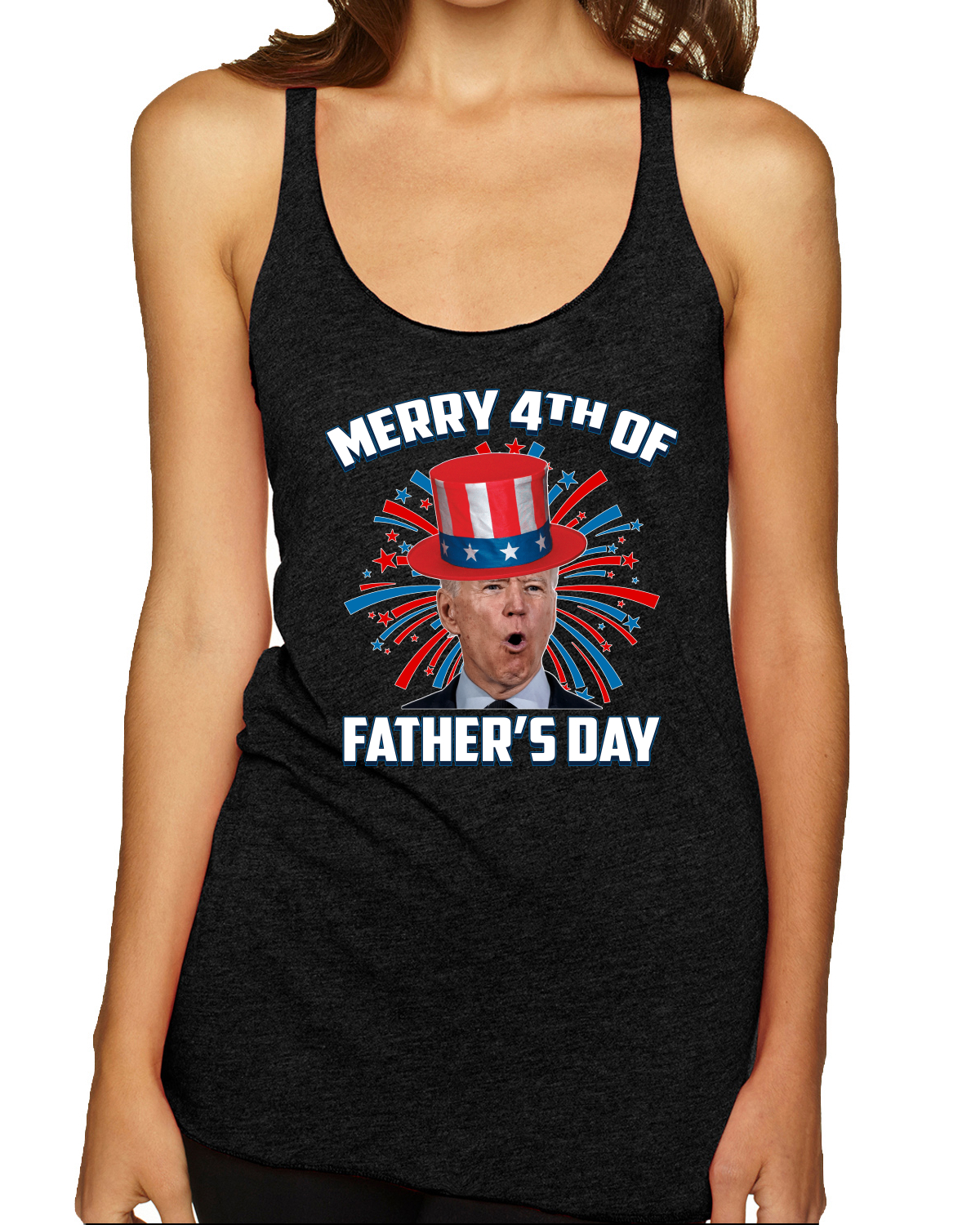Joe Biden Merry 4th Of Father's Day Funny 4th of July Racerback Tank Top - Picture 9 of 16