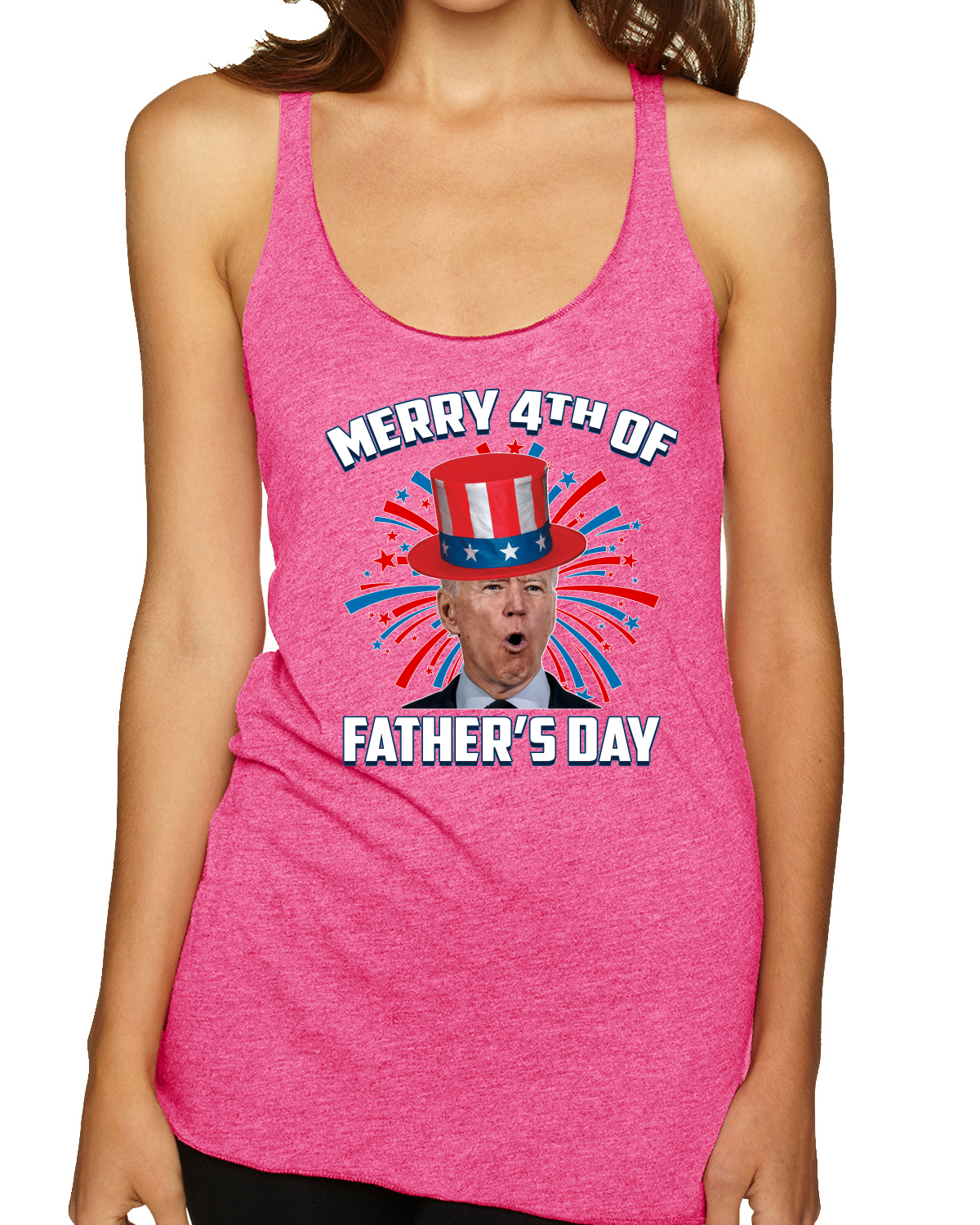 Joe Biden Merry 4th Of Father's Day Funny 4th of July Racerback Tank Top - Picture 15 of 16