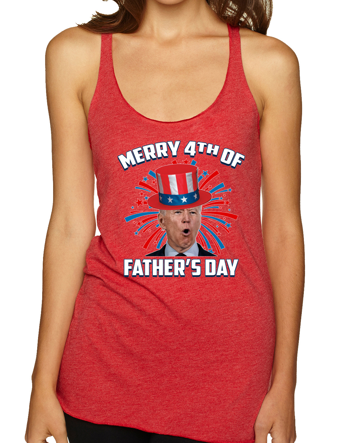 Joe Biden Merry 4th Of Father's Day Funny 4th of July Racerback Tank Top - Picture 11 of 16