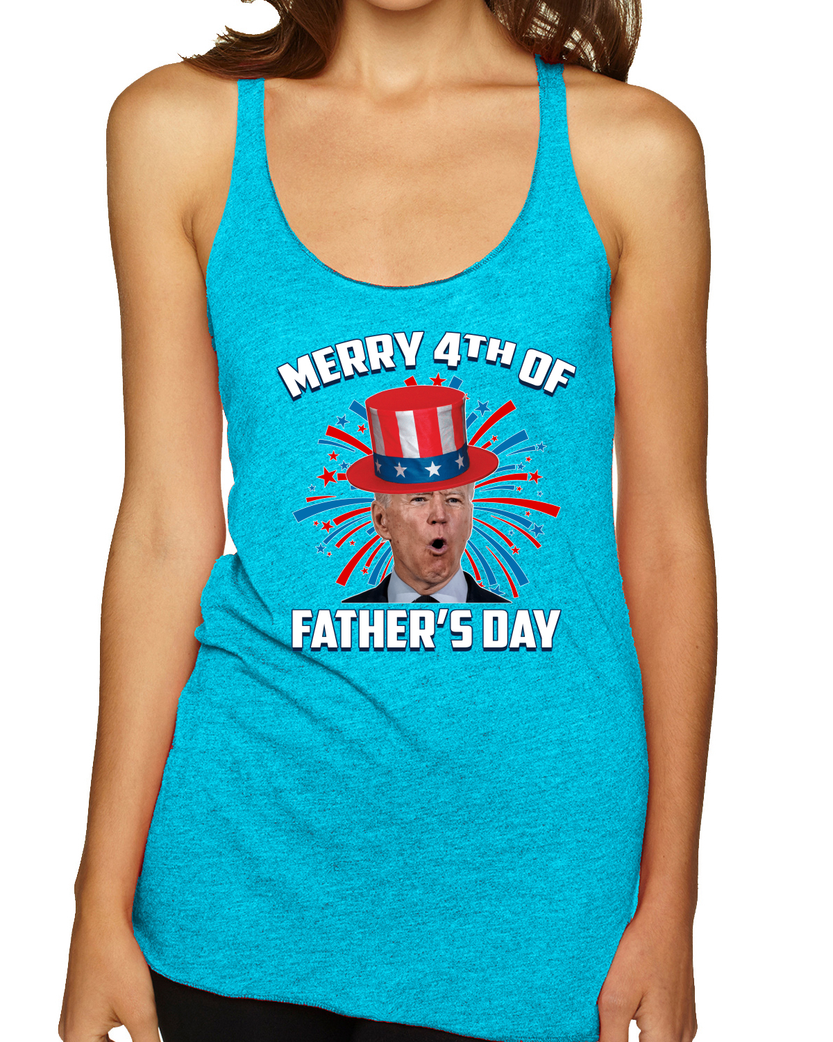 Joe Biden Merry 4th Of Father's Day Funny 4th of July Racerback Tank Top - Picture 13 of 16