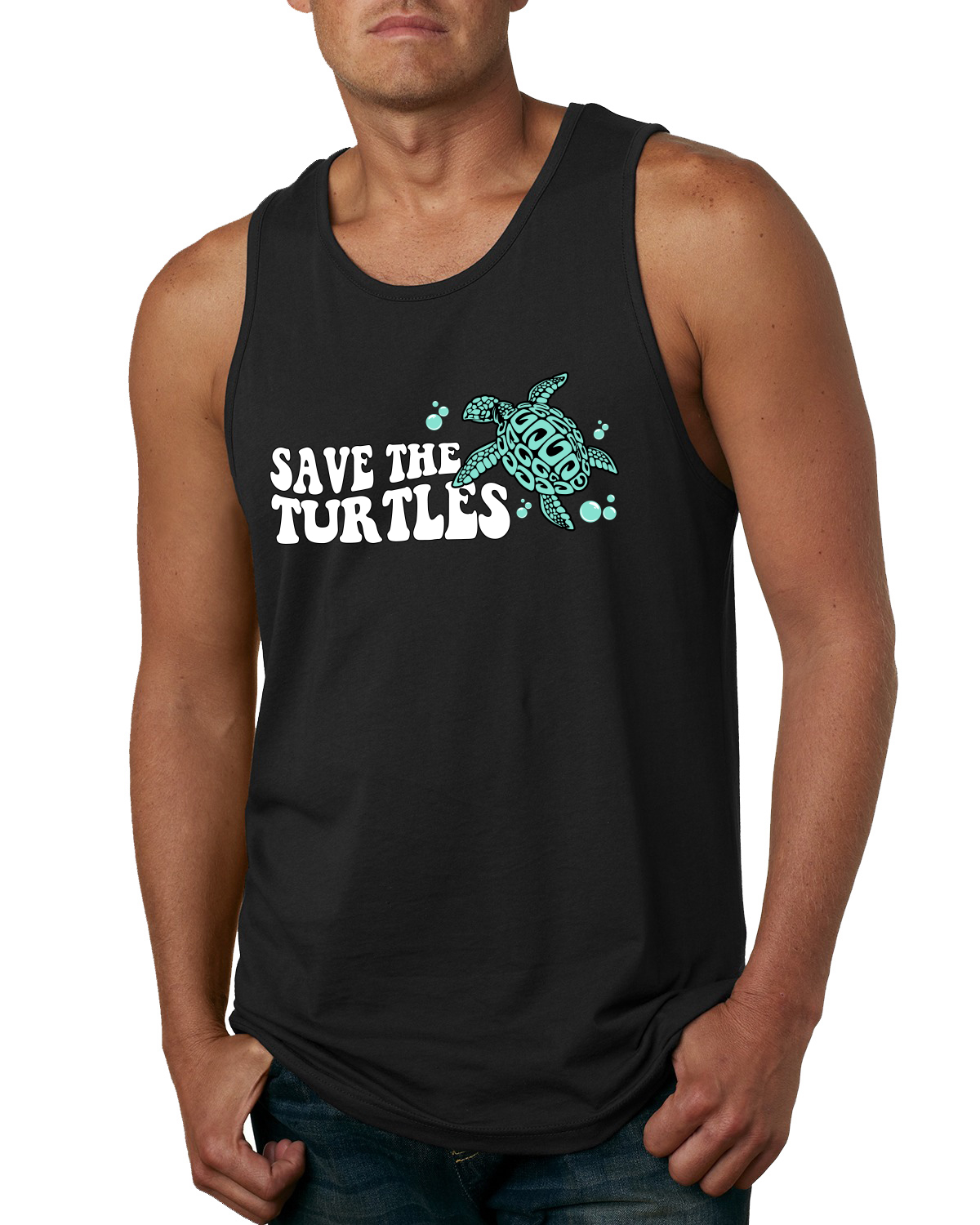 Save The Turtles Streetwear Men Tank Top - Picture 3 of 7