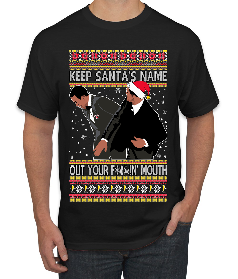 Keep Santas Name Out Your Mouth Slap Meme 2022 Ugly Christmas Mens