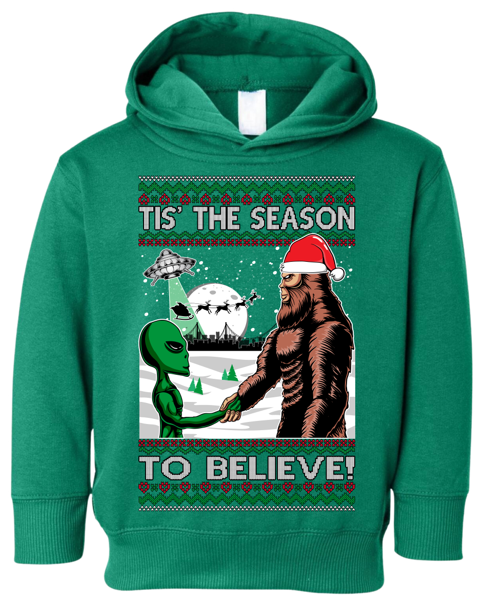 ¡Es la temporada para creer! Sudadera con capucha polar suéter de Navidad para niños pequeños - Imagen 3 de 7