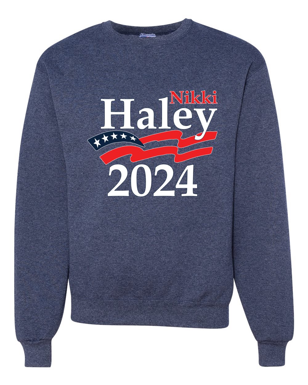 Haley 2024 Waving Flag American Pride Unisex Crewneck Graphic Sweatshirt - Picture 8 of 8