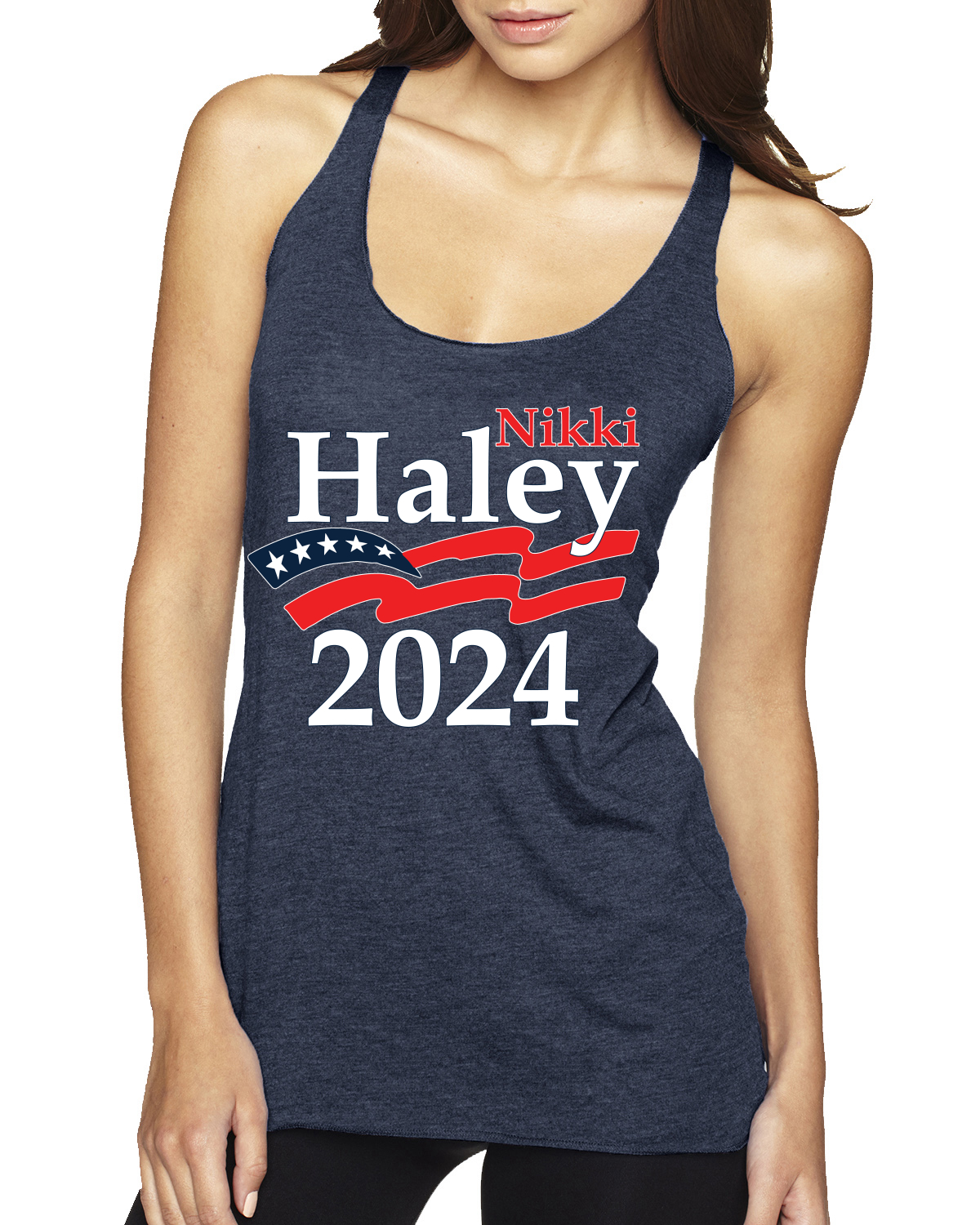 Camiseta sin mangas Haley 2024 Waving Flag American Pride Tri-Blend Racerback - Imagen 5 de 7