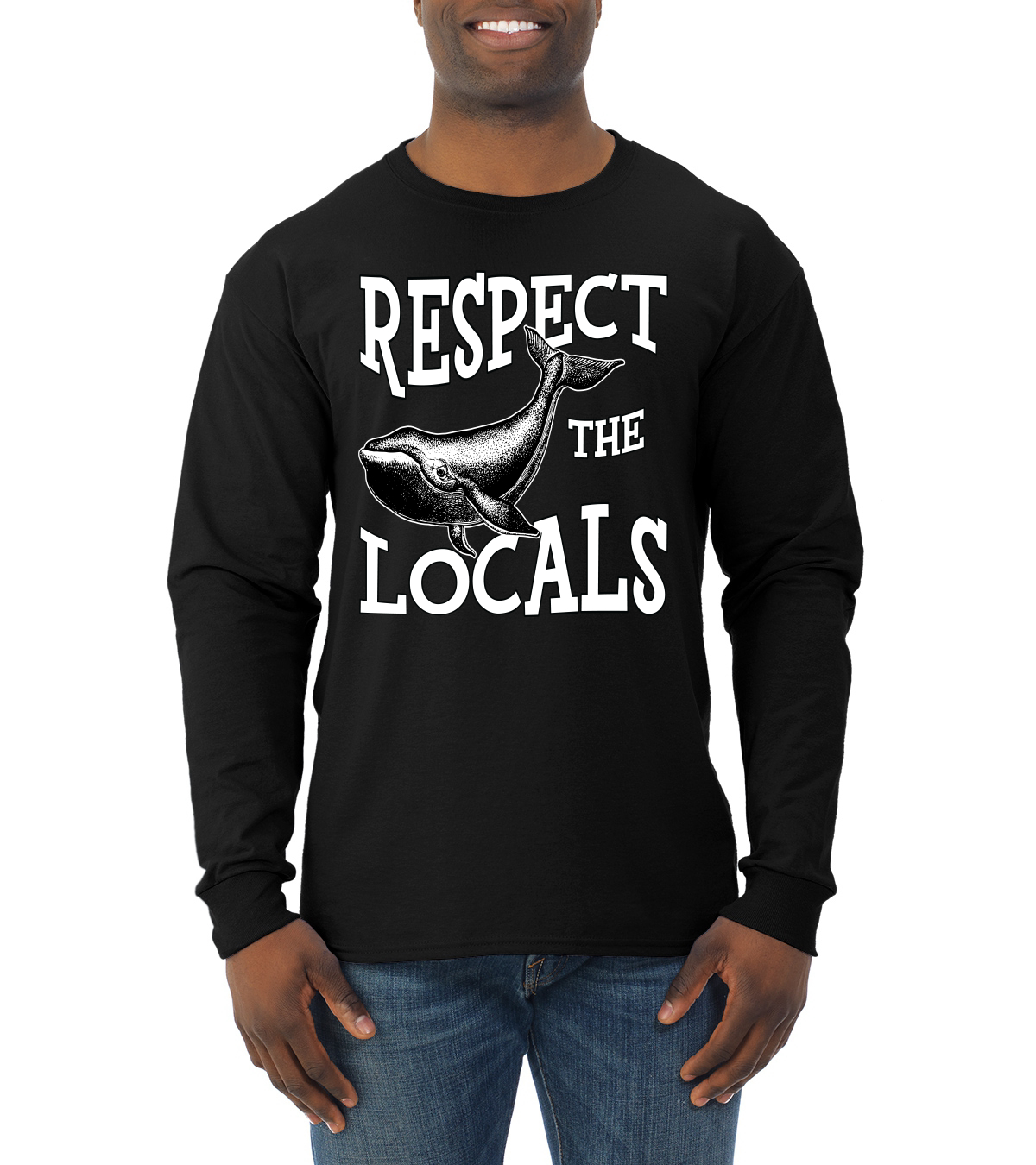 Respect The Locals Save Our Oceans Whale Animals Men Long Sleeve Tshirt - Picture 3 of 10