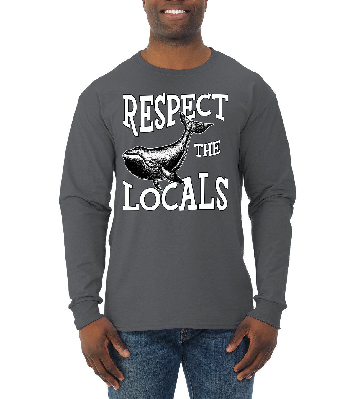 Respect The Locals Save Our Oceans Whale Animals Men Long Sleeve Tshirt - Picture 4 of 10