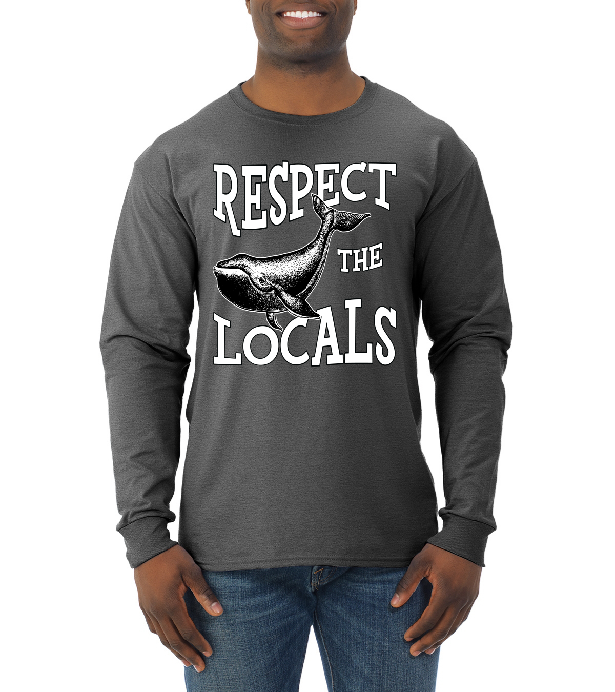 Respect The Locals Save Our Oceans Whale Animals Men Long Sleeve Tshirt - Picture 5 of 10