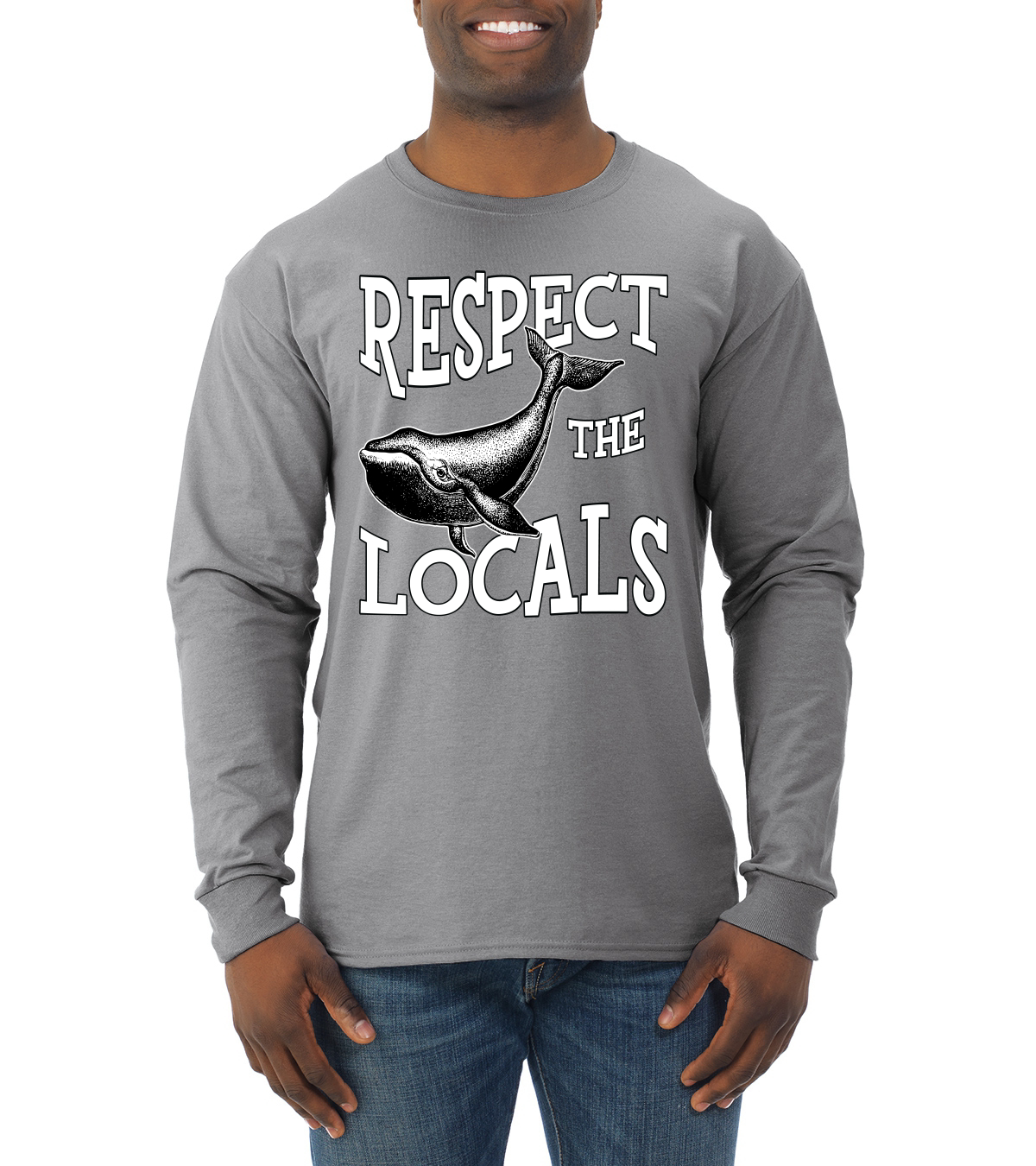 Respect The Locals Save Our Oceans Whale Animals Men Long Sleeve Tshirt - Picture 6 of 10
