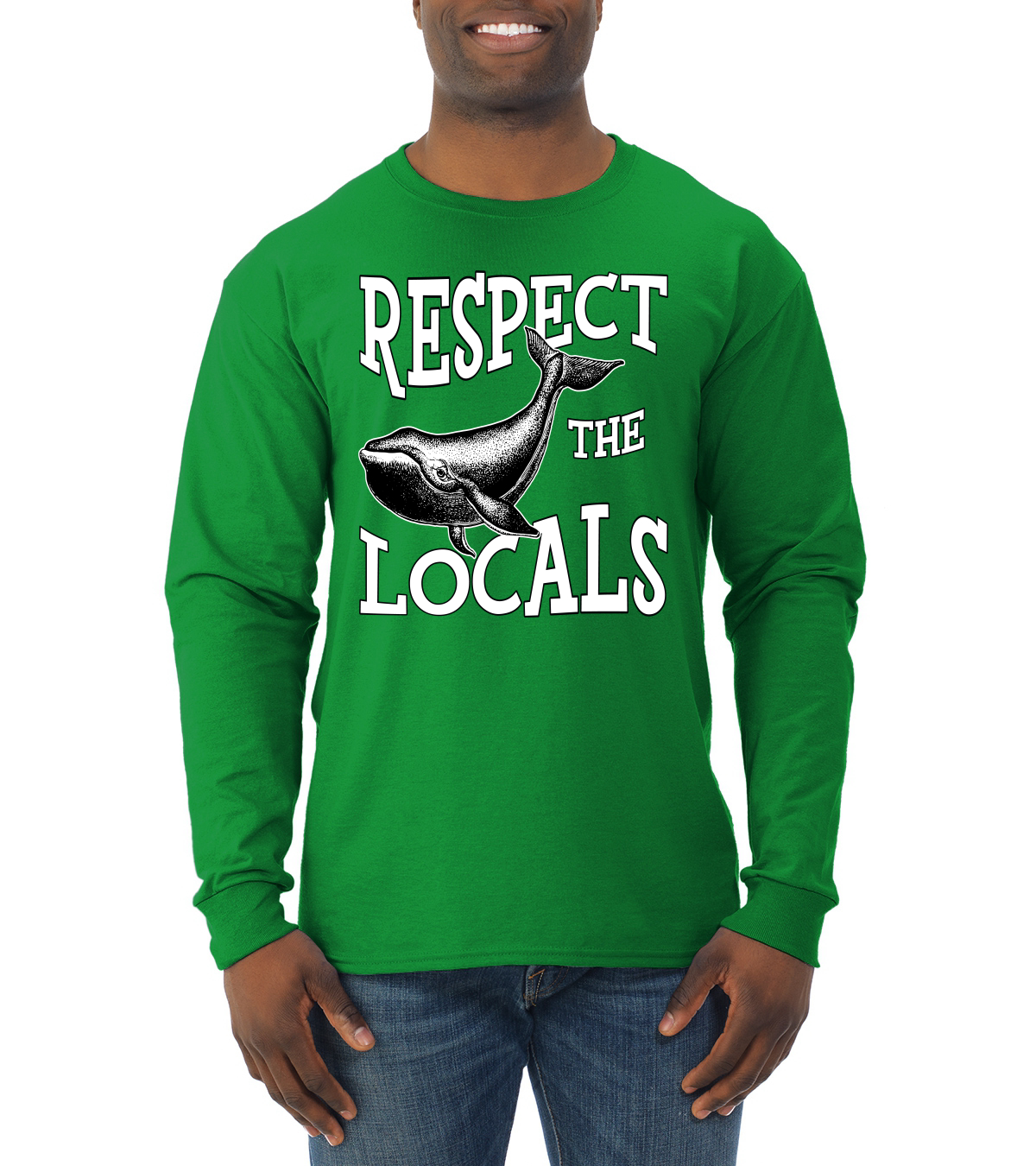 Respect The Locals Save Our Oceans Whale Animals Men Long Sleeve Tshirt - Picture 7 of 10