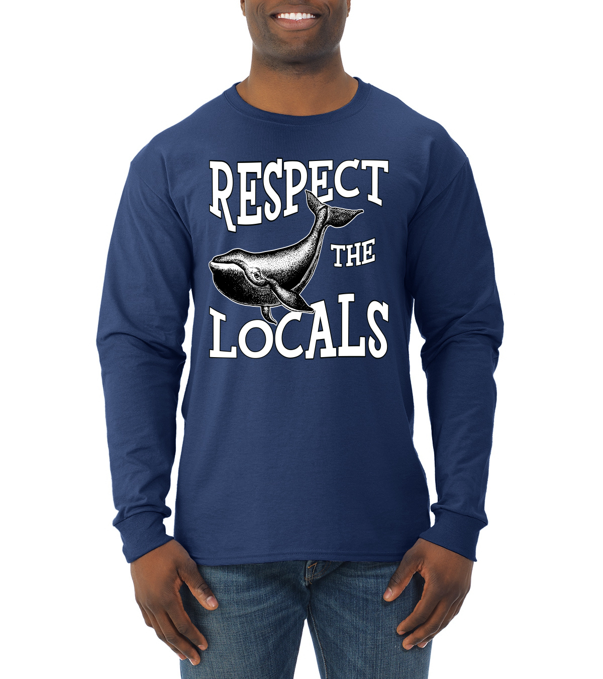 Respect The Locals Save Our Oceans Whale Animals Men Long Sleeve Tshirt - Picture 8 of 10
