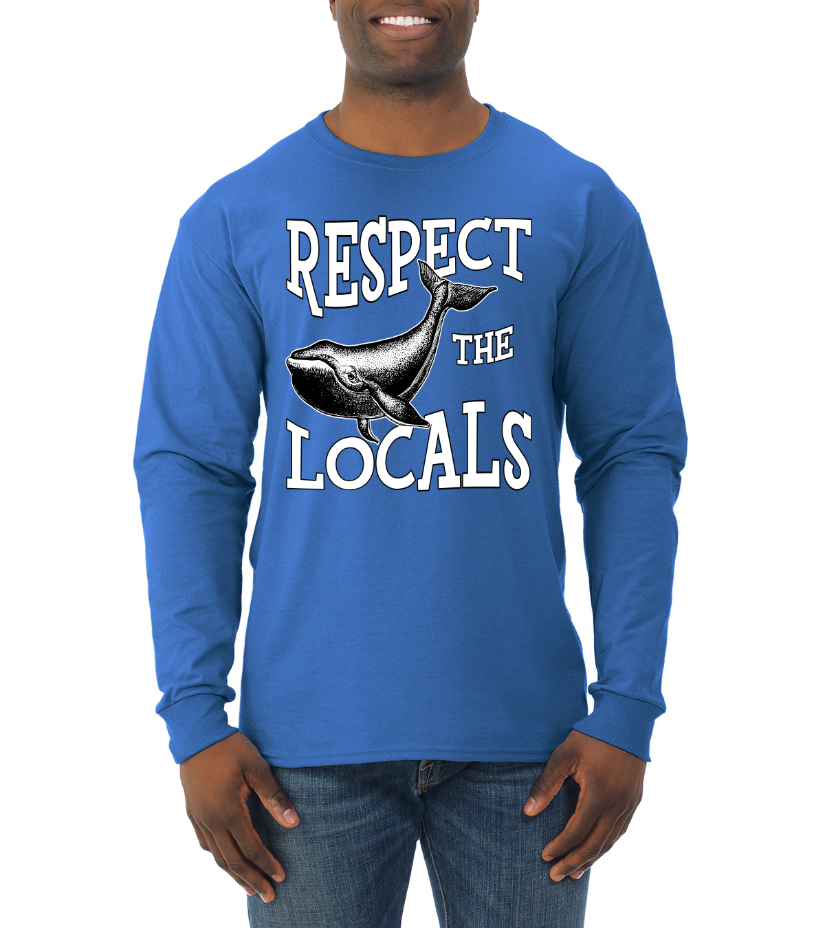 Respect The Locals Save Our Oceans Whale Animals Men Long Sleeve Tshirt - Picture 9 of 10