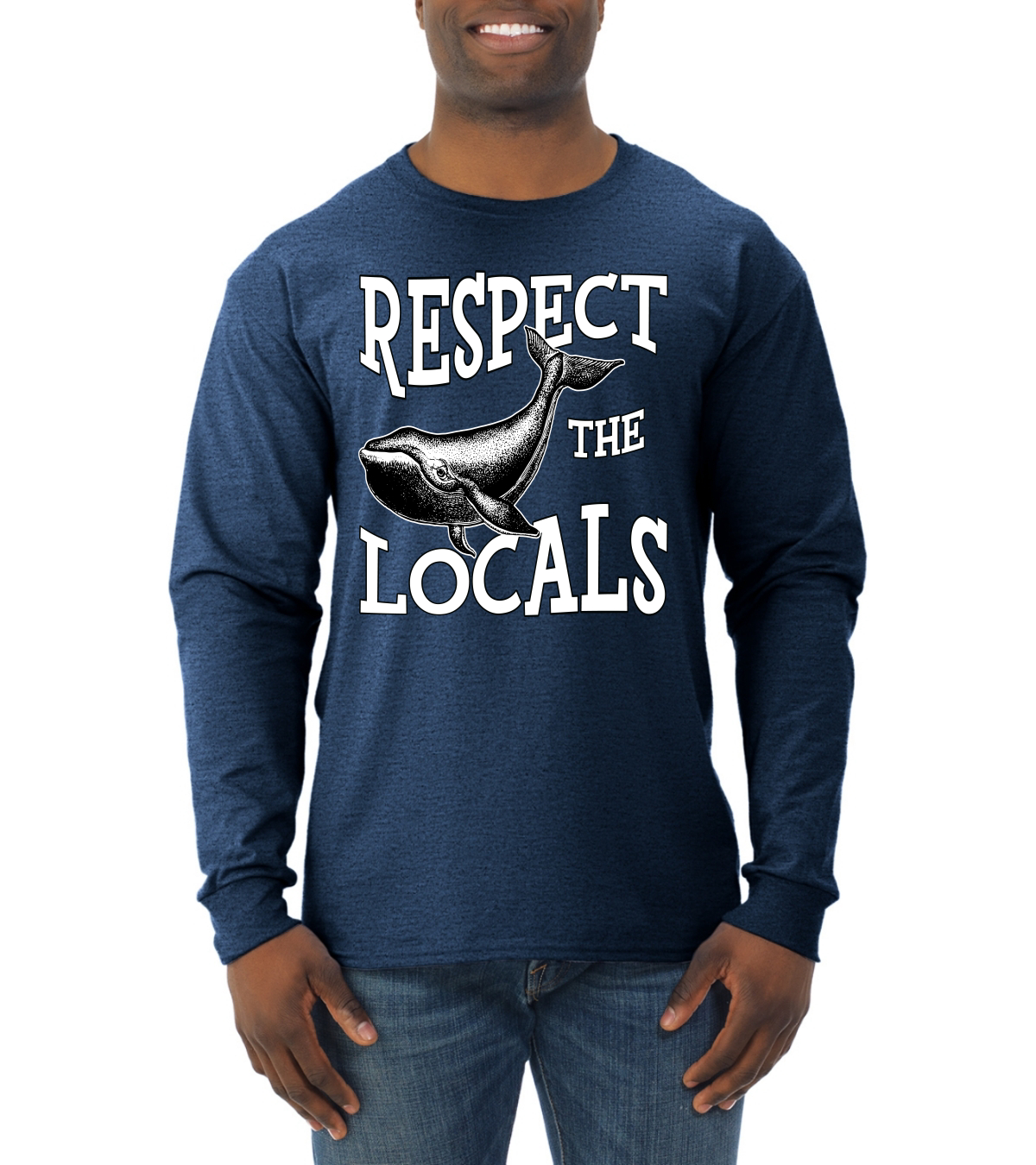 Respect The Locals Save Our Oceans Whale Animals Men Long Sleeve Tshirt - Picture 10 of 10