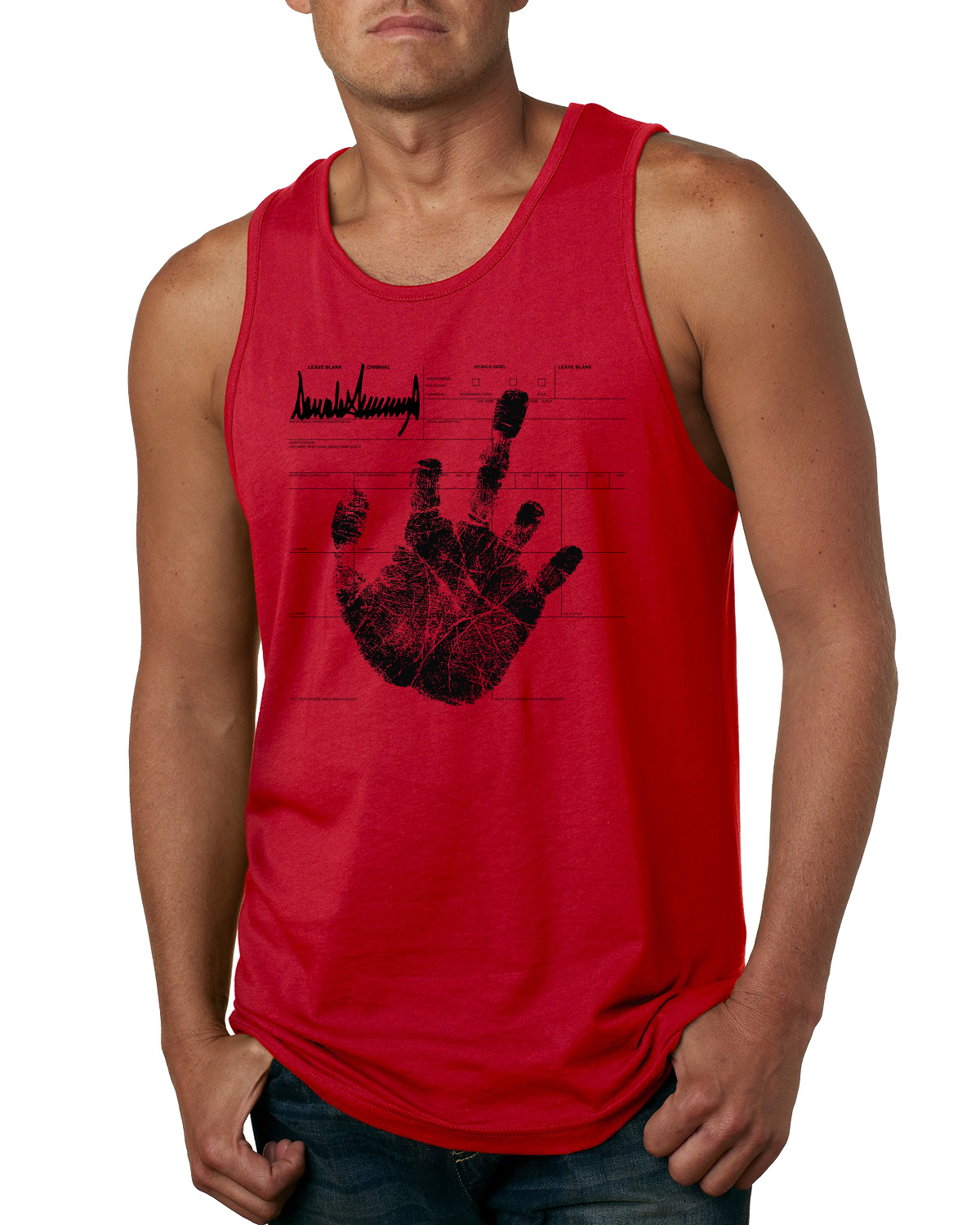 Camiseta sin mangas para hombre Donald Trump arresto dedo medio pro republicano 2024 - Imagen 4 de 5