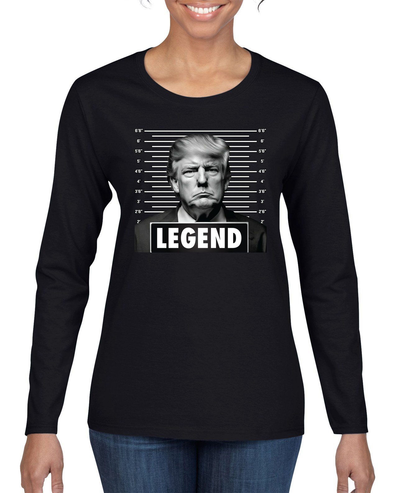Trump Legend Mugshot Photo Trump Ultra Maga Women Long Sleeve Shirt - Picture 3 of 8