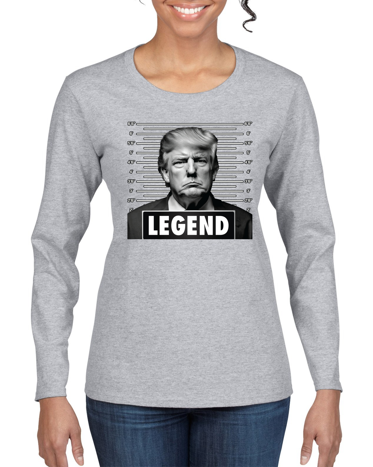 Trump Legend Mugshot Photo Trump Ultra Maga Women Long Sleeve Shirt - Picture 4 of 8