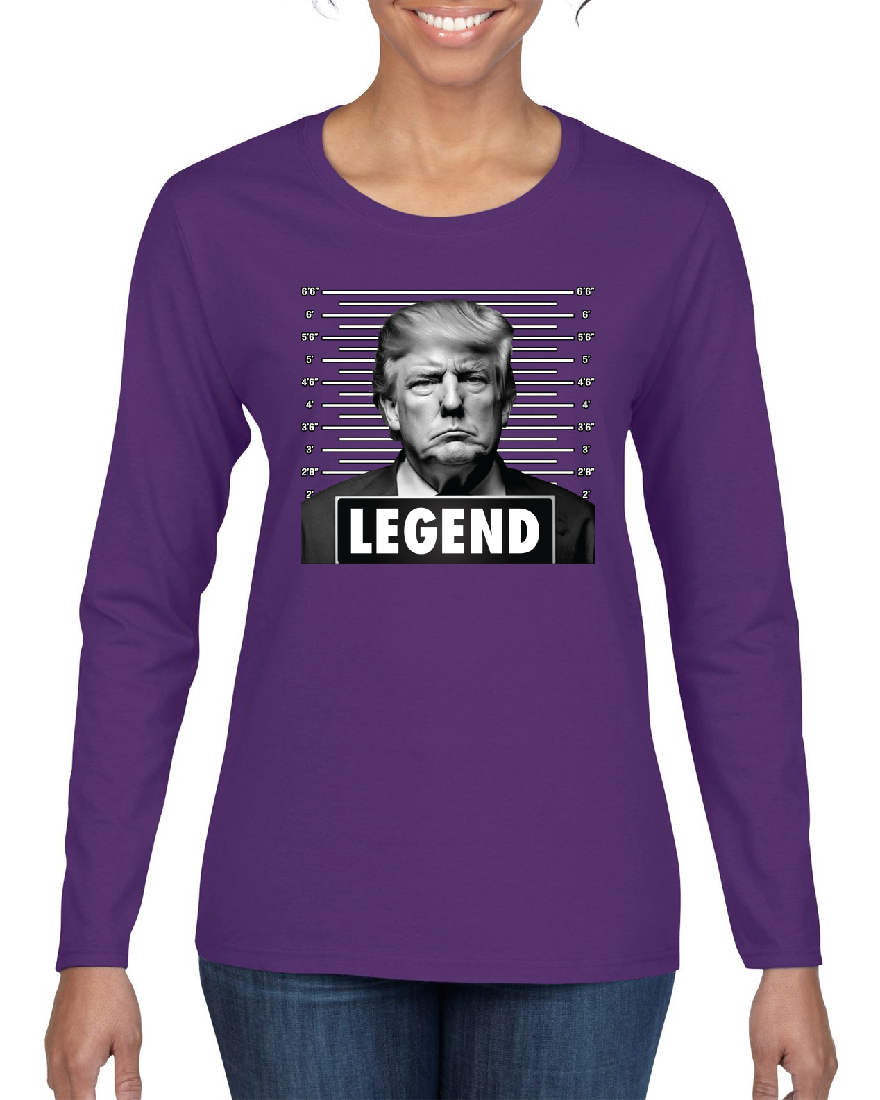 Trump Legend Mugshot Photo Trump Ultra Maga Women Long Sleeve Shirt - Picture 7 of 8