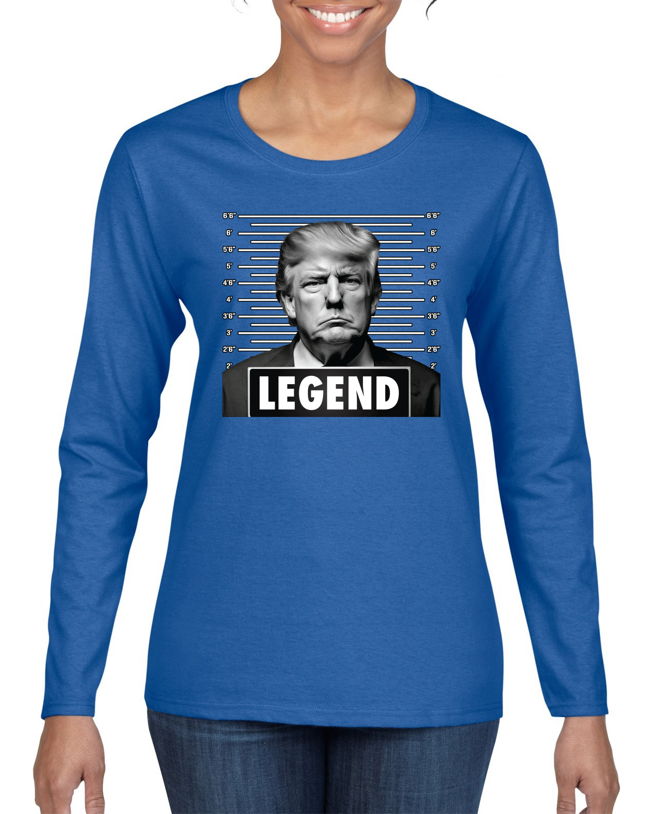 Trump Legend Mugshot Photo Trump Ultra Maga Women Long Sleeve Shirt - Picture 8 of 8