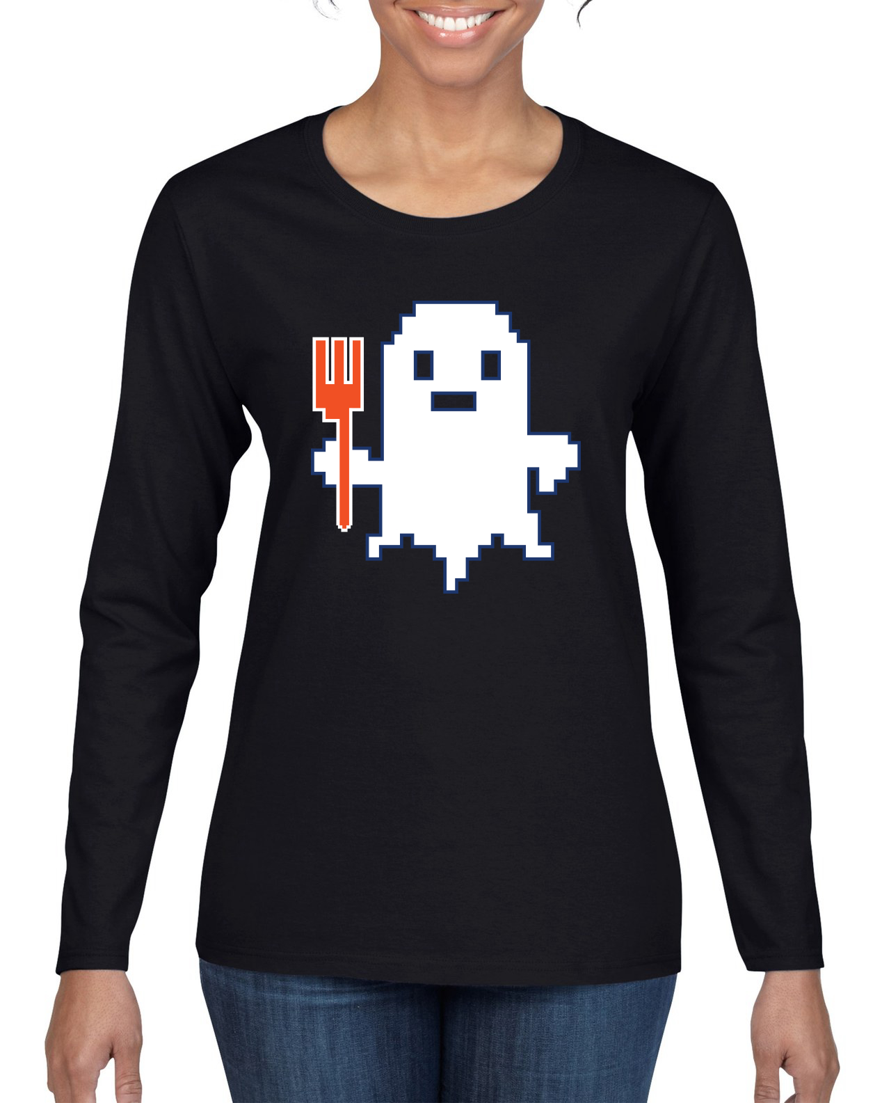 Nueva York Béisbol Ghost Fork LFGM Deportes Mujeres Camisa Mangas Largas - Imagen 3 de 5