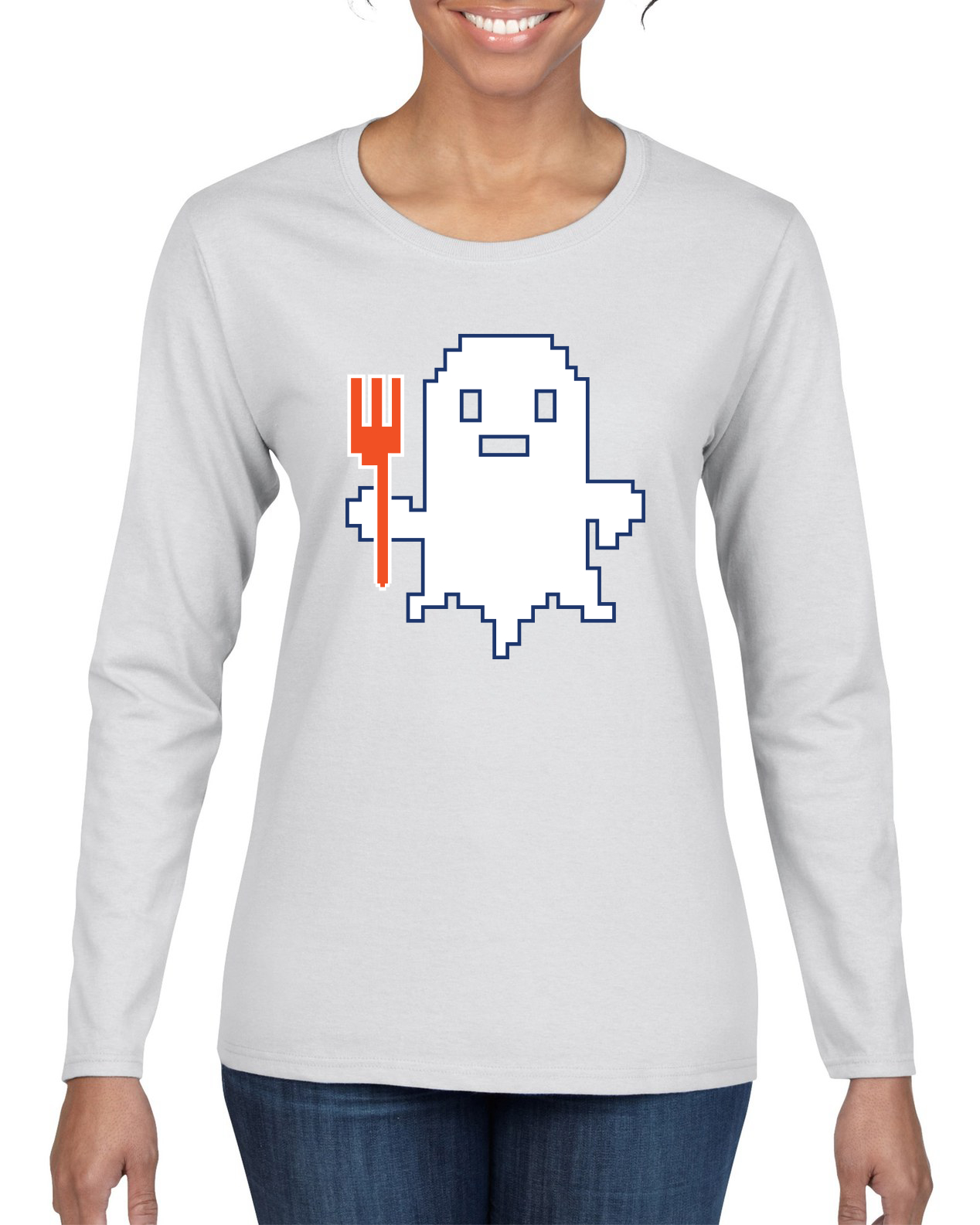 Nueva York Béisbol Ghost Fork LFGM Deportes Mujeres Camisa Mangas Largas - Imagen 5 de 5