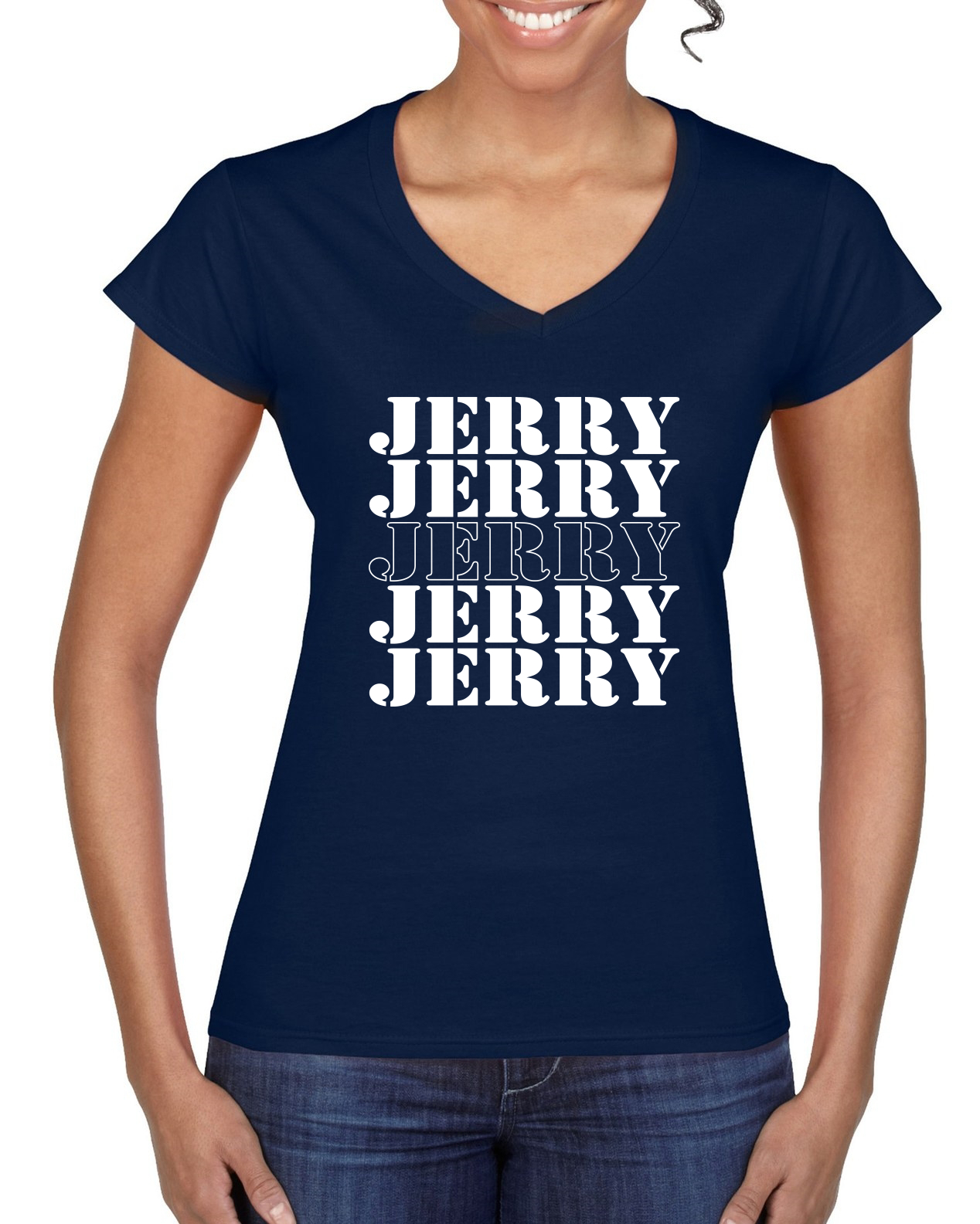 Jerry Springer 90s TV Radio Talk Show Icon Political Women Standard V-Neck Tee - Picture 4 of 6