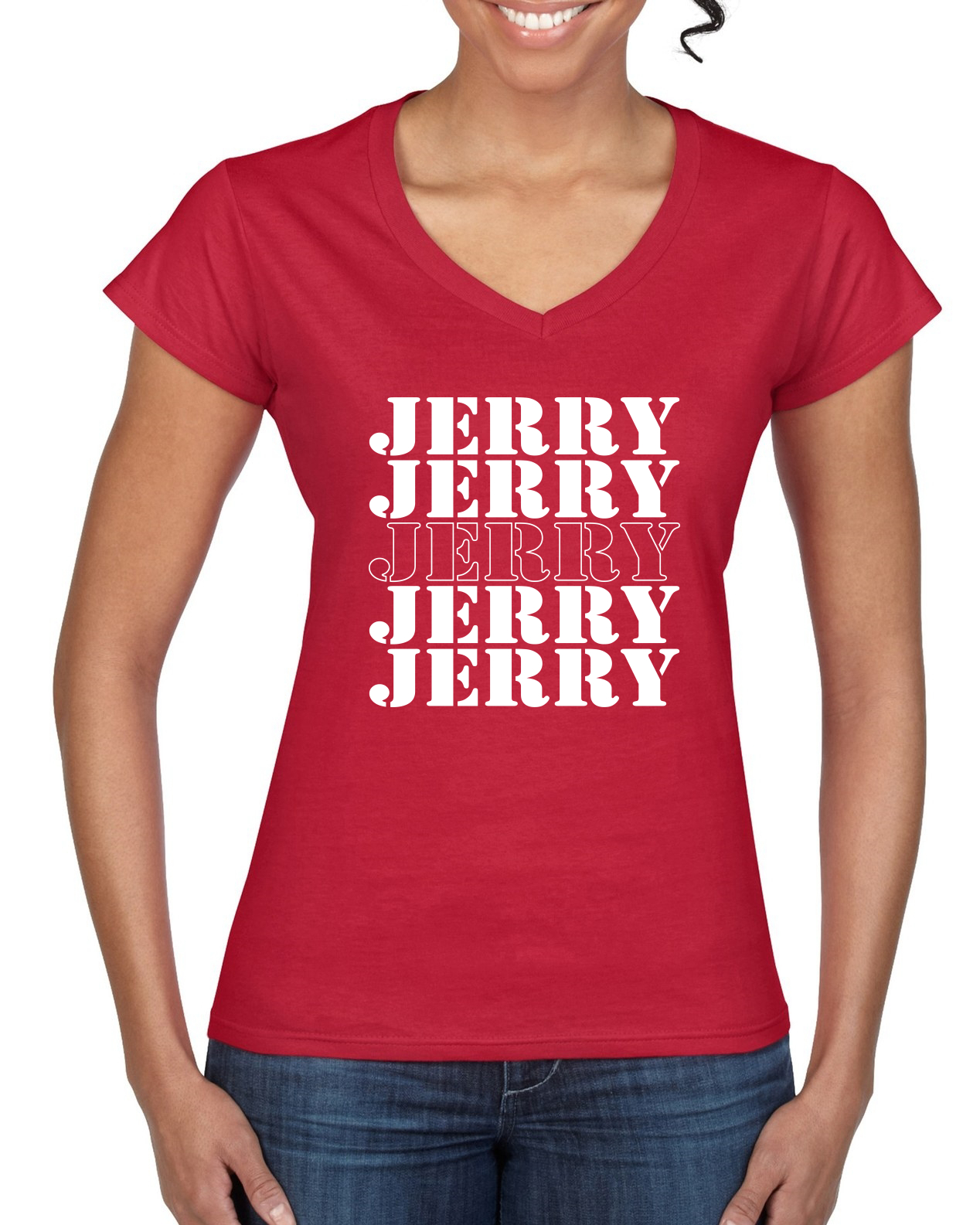 Jerry Springer 90s TV Radio Talk Show Icon Political Women Standard V-Neck Tee - Picture 5 of 6