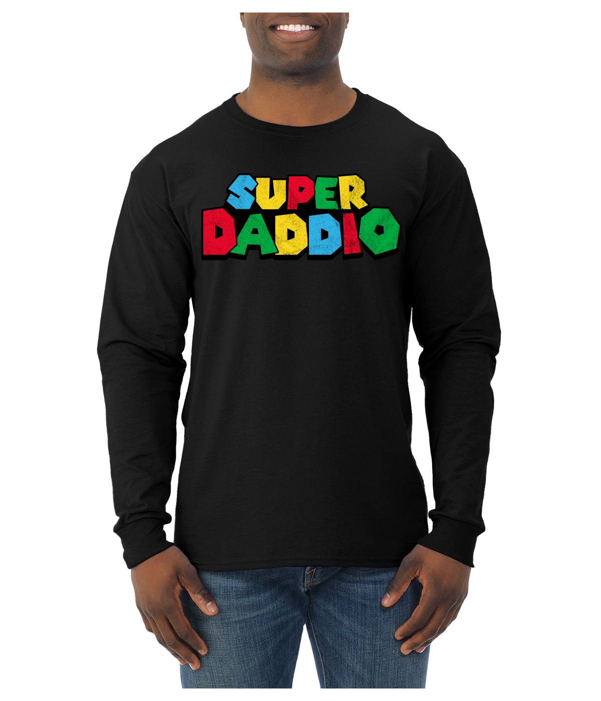 Super Daddio Gamer Dad Fan Gift Men Long Sleeve Tshirt - Picture 3 of 13