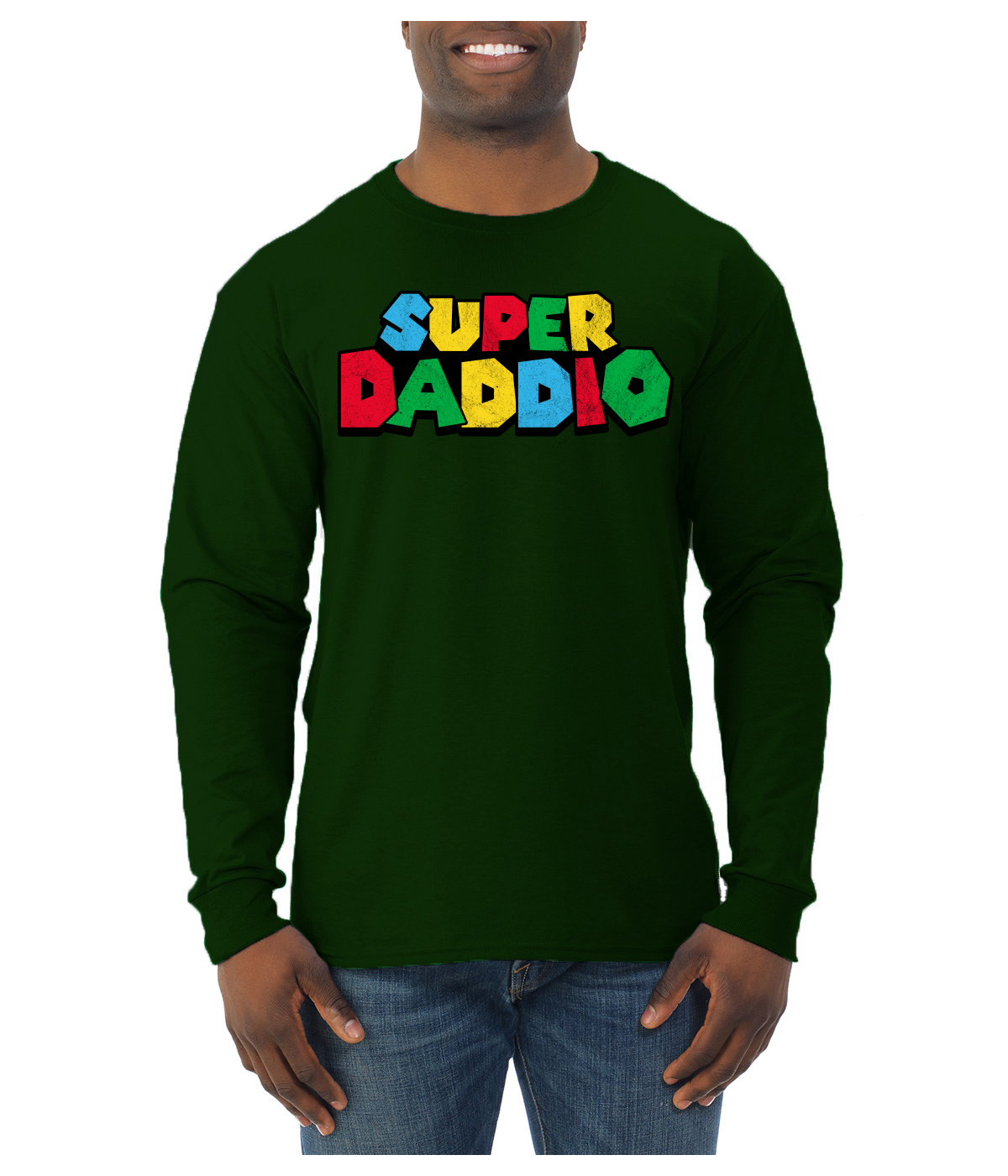 Super Daddio Gamer Dad Fan Gift Men Long Sleeve Tshirt - Picture 5 of 13