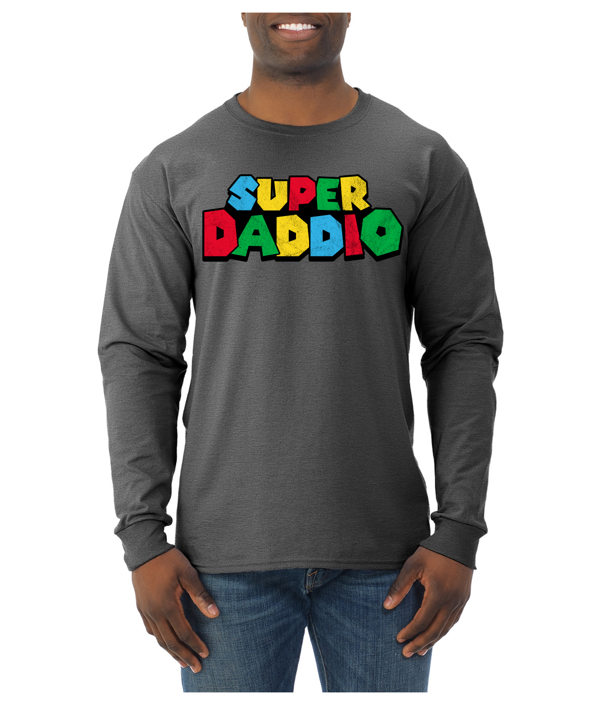 Super Daddio Gamer Dad Fan Gift Men Long Sleeve Tshirt - Picture 6 of 13