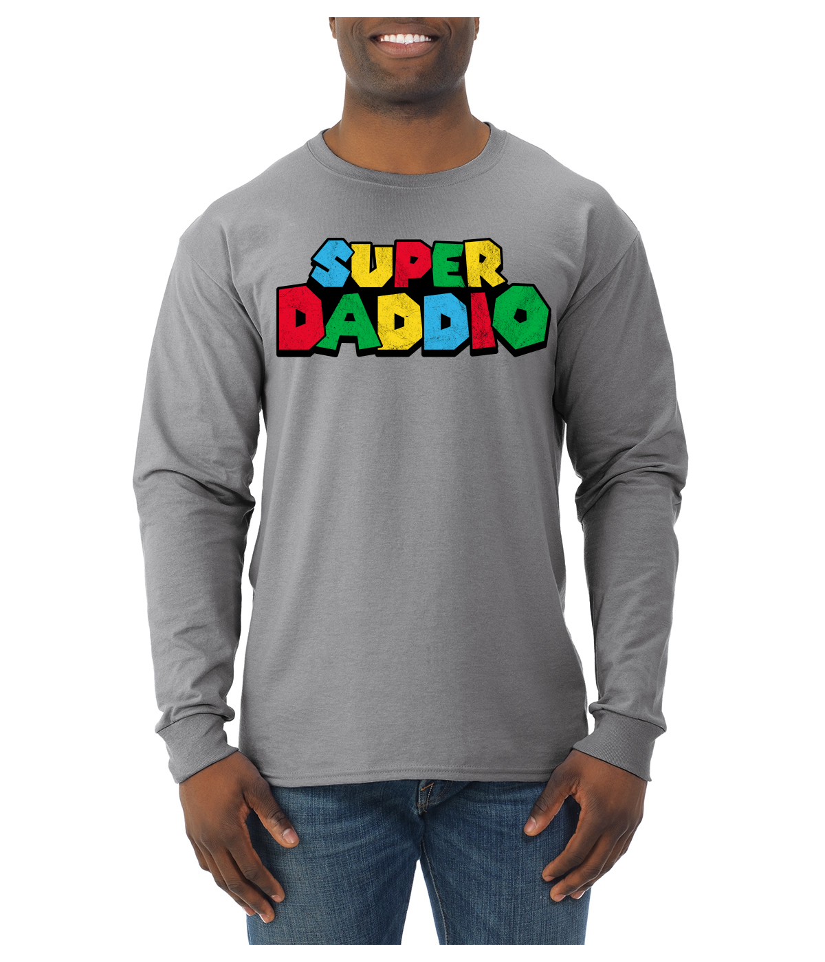 Super Daddio Gamer Dad Fan Gift Men Long Sleeve Tshirt - Picture 7 of 13