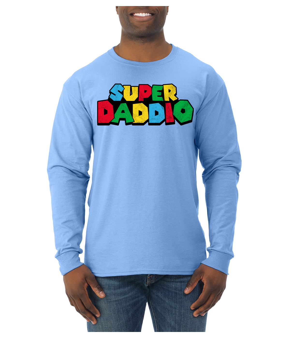 Super Daddio Gamer Dad Fan Gift Men Long Sleeve Tshirt - Picture 8 of 13