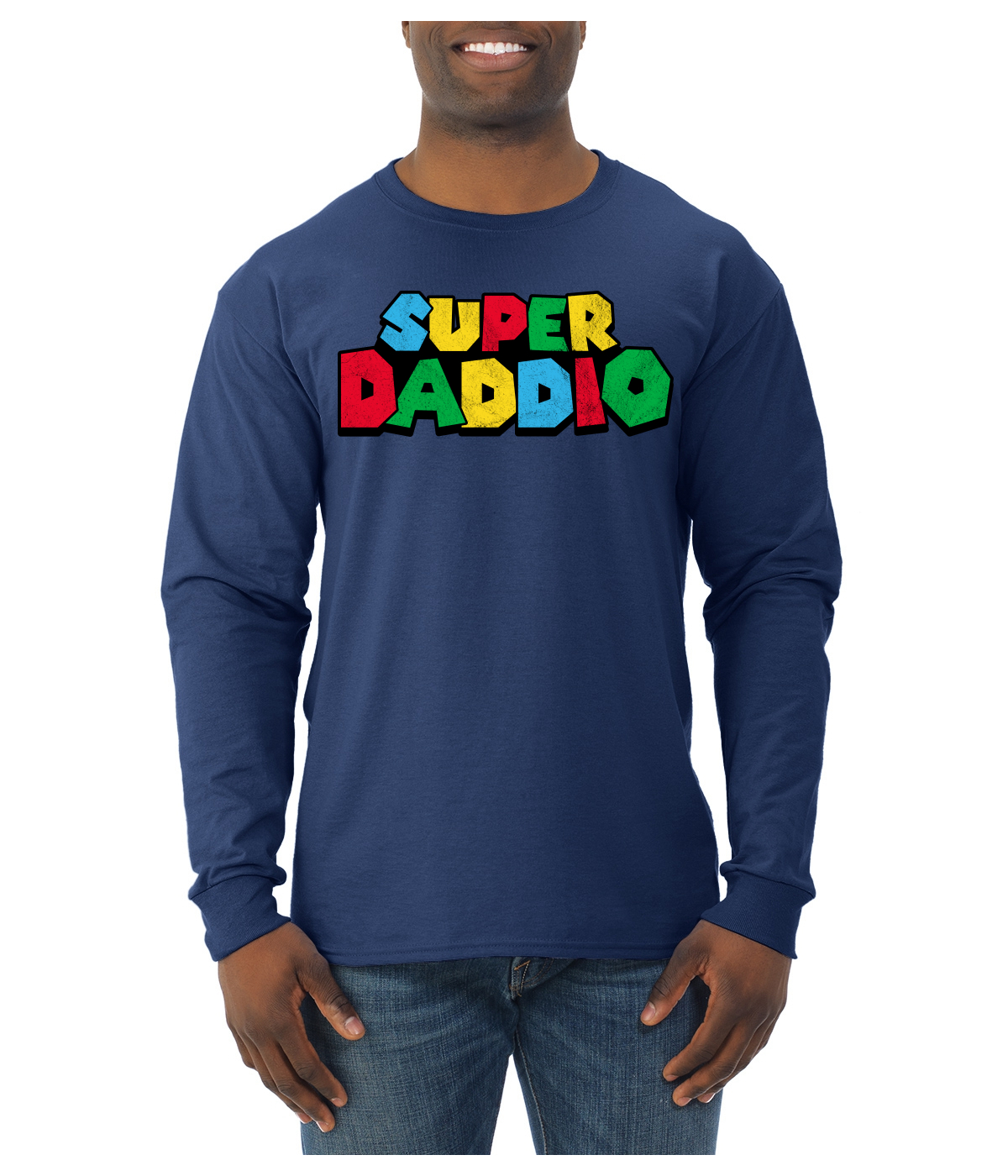 Super Daddio Gamer Dad Fan Gift Men Long Sleeve Tshirt - Picture 10 of 13