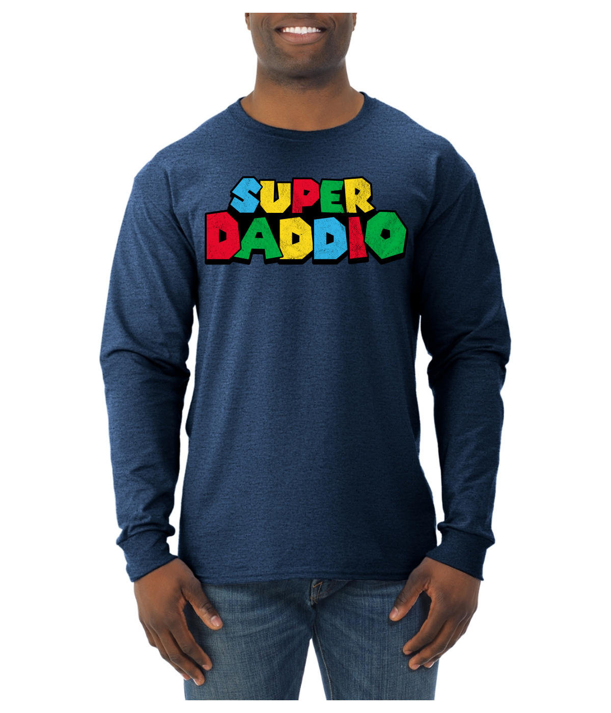 Super Daddio Gamer Dad Fan Gift Men Long Sleeve Tshirt - Picture 12 of 13
