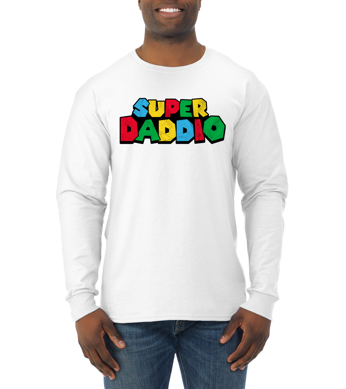 Super Daddio Gamer Dad Fan Gift Men Long Sleeve Tshirt - Picture 13 of 13