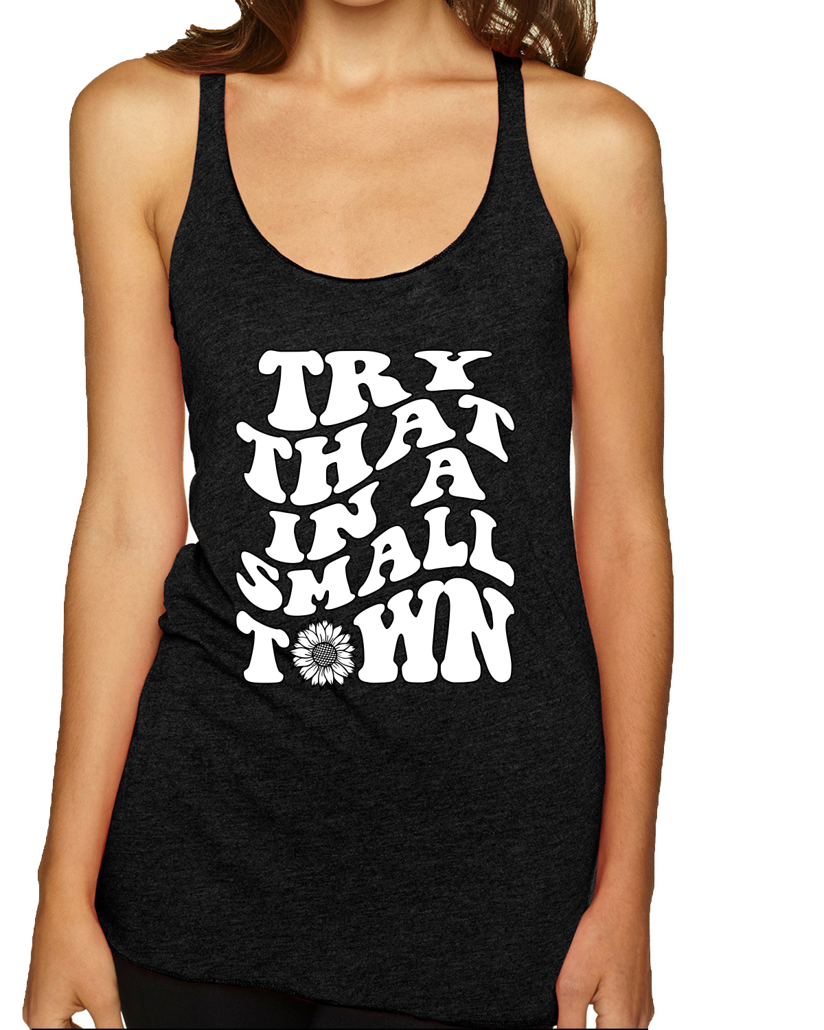 Try That in a Small Town Groovy Letters American Pride Racerback Tank Top - Picture 4 of 7