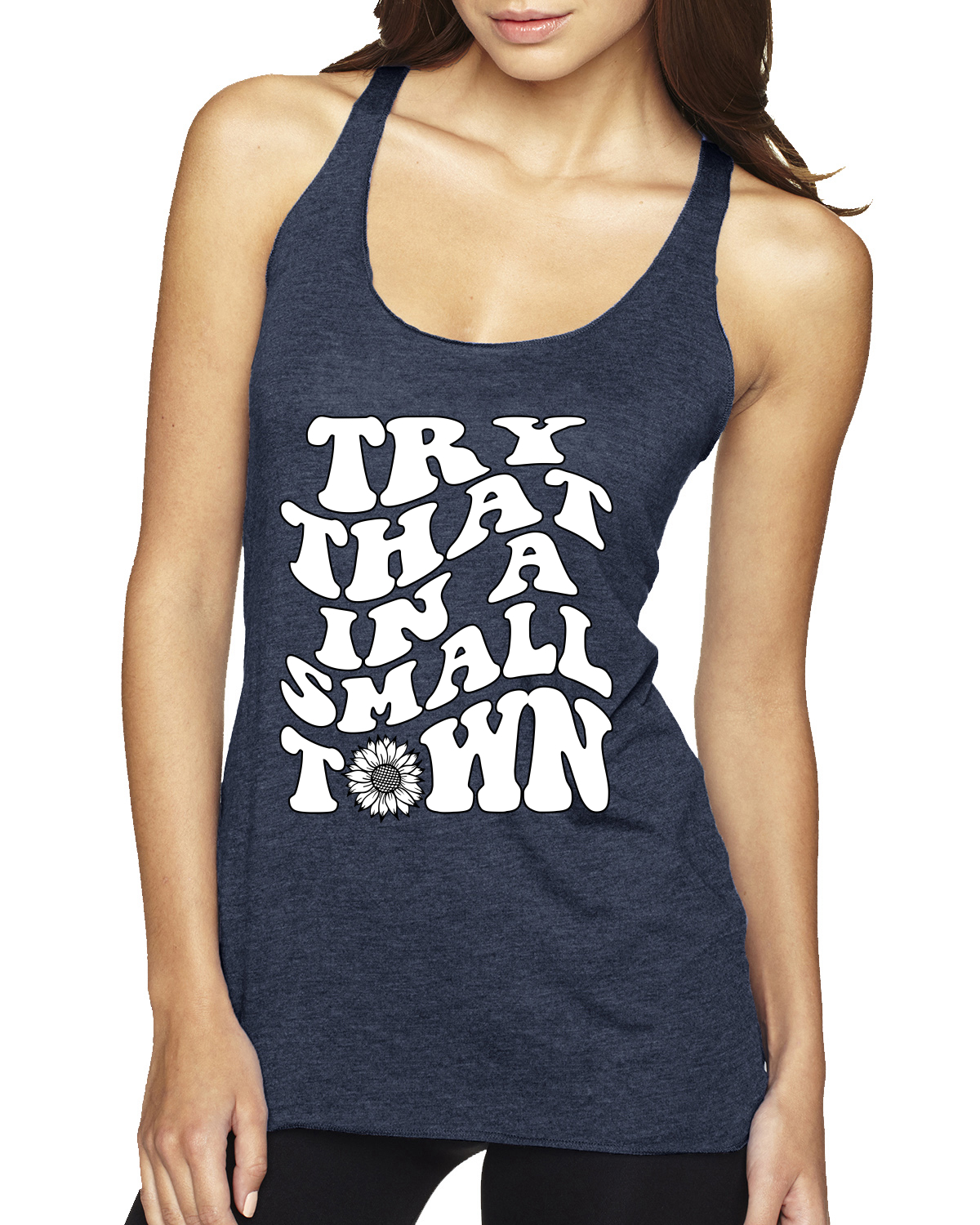 Try That in a Small Town Groovy Letters American Pride Racerback Tank Top - Picture 5 of 7