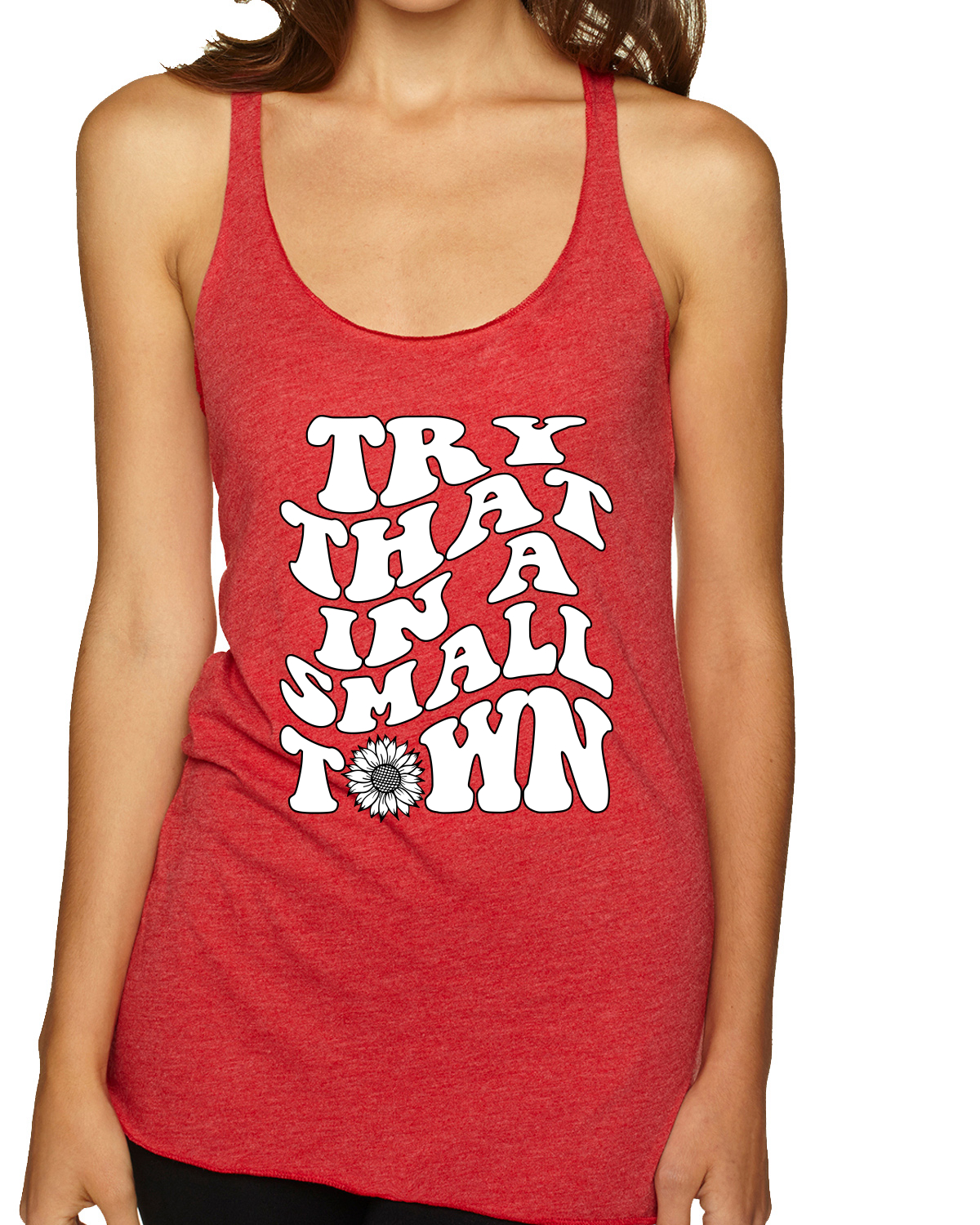 Try That in a Small Town Groovy Letters American Pride Racerback Tank Top - Picture 6 of 7